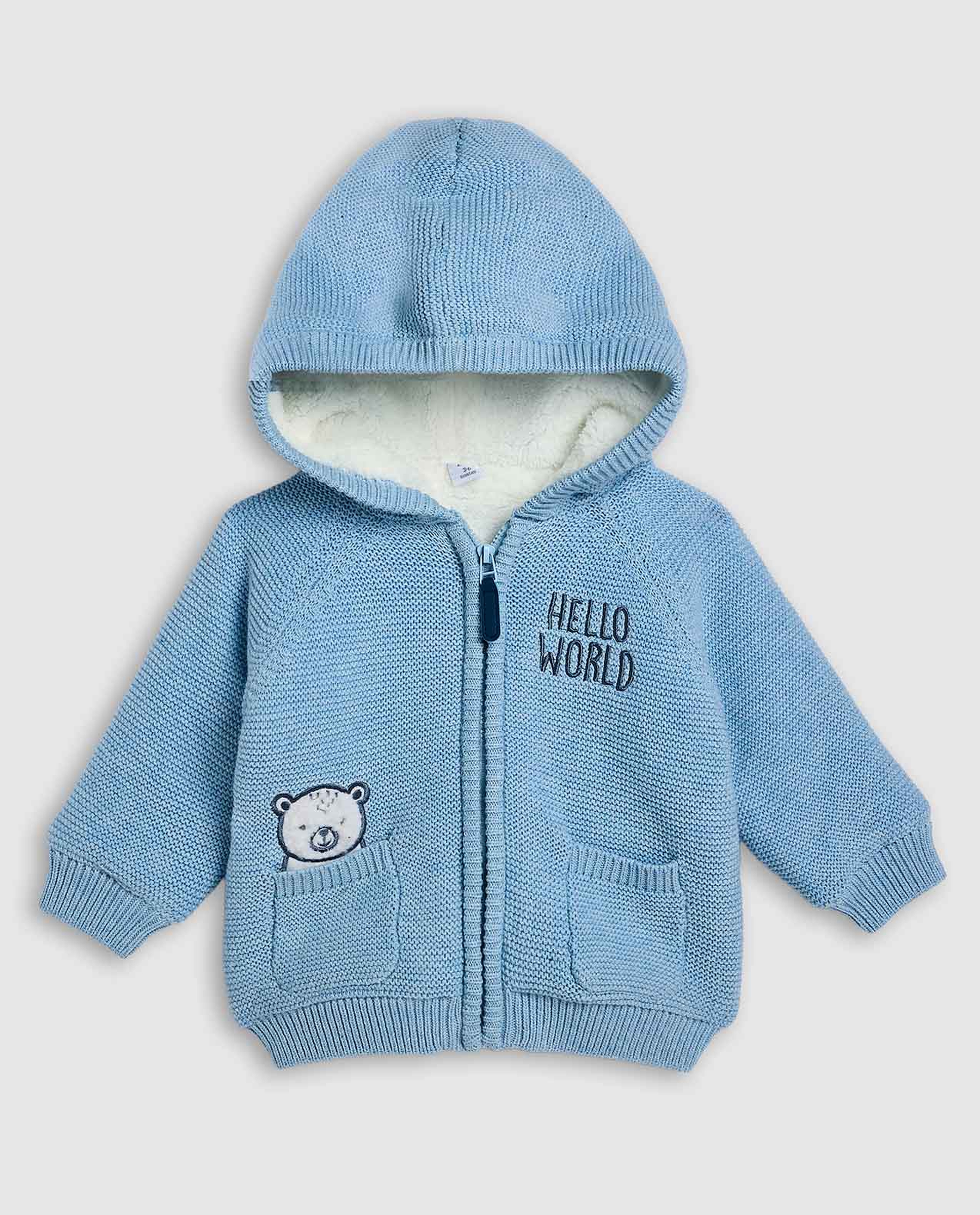 Textured Hooded Cardigan with Zippered Closure