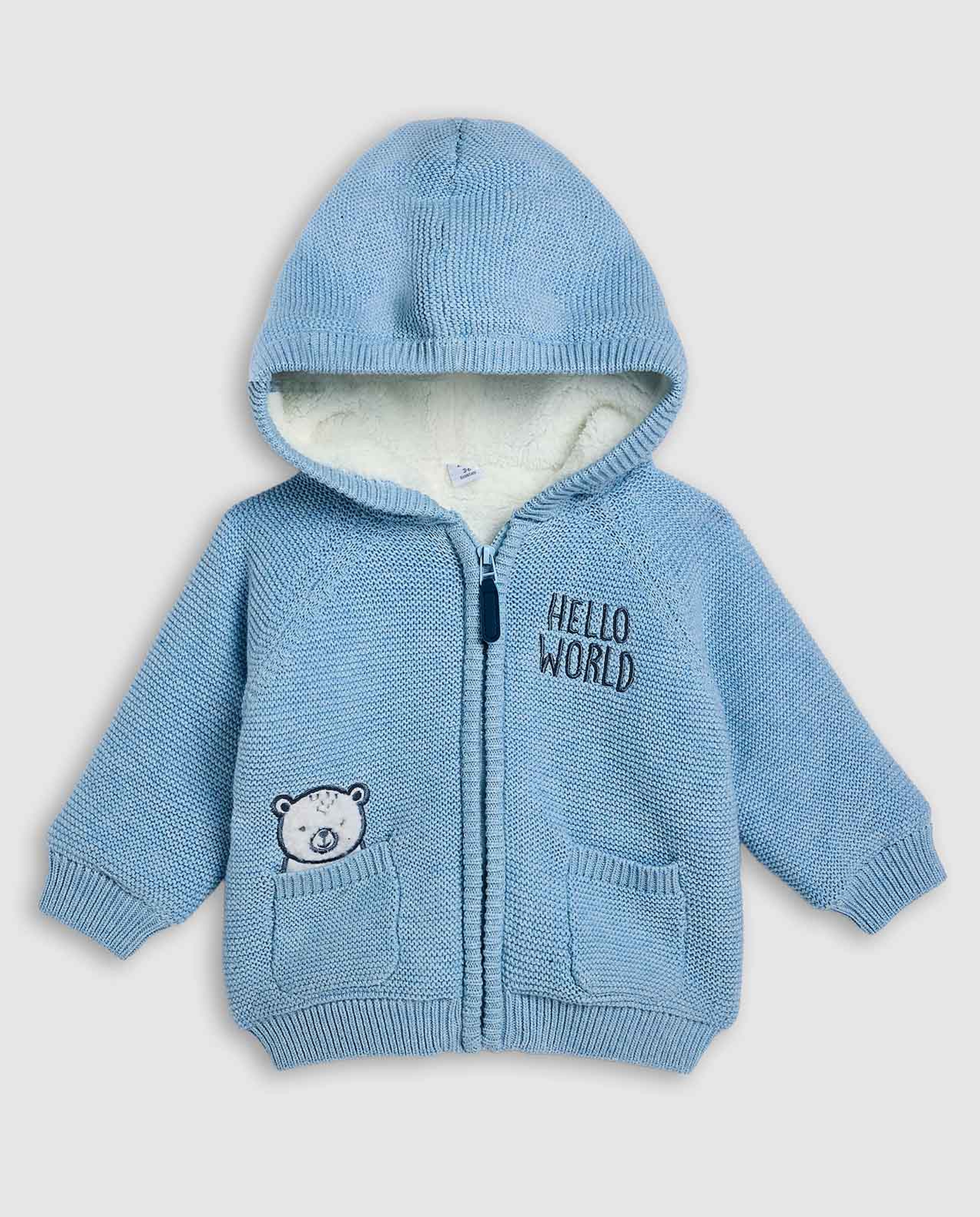 Textured Hooded Cardigan with Zippered Closure