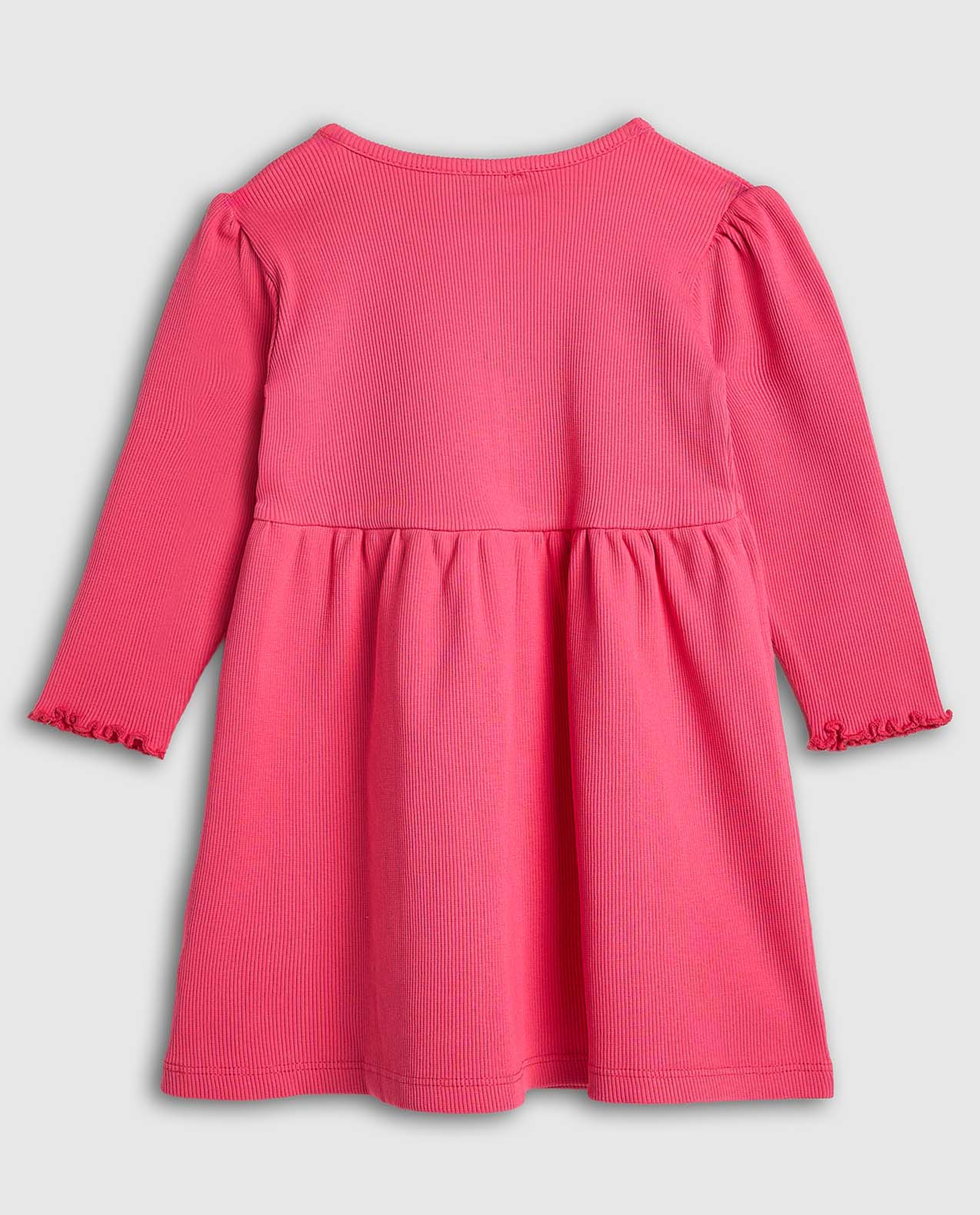 Embroidery Detail Fit and Flare Dress with Long Sleeves