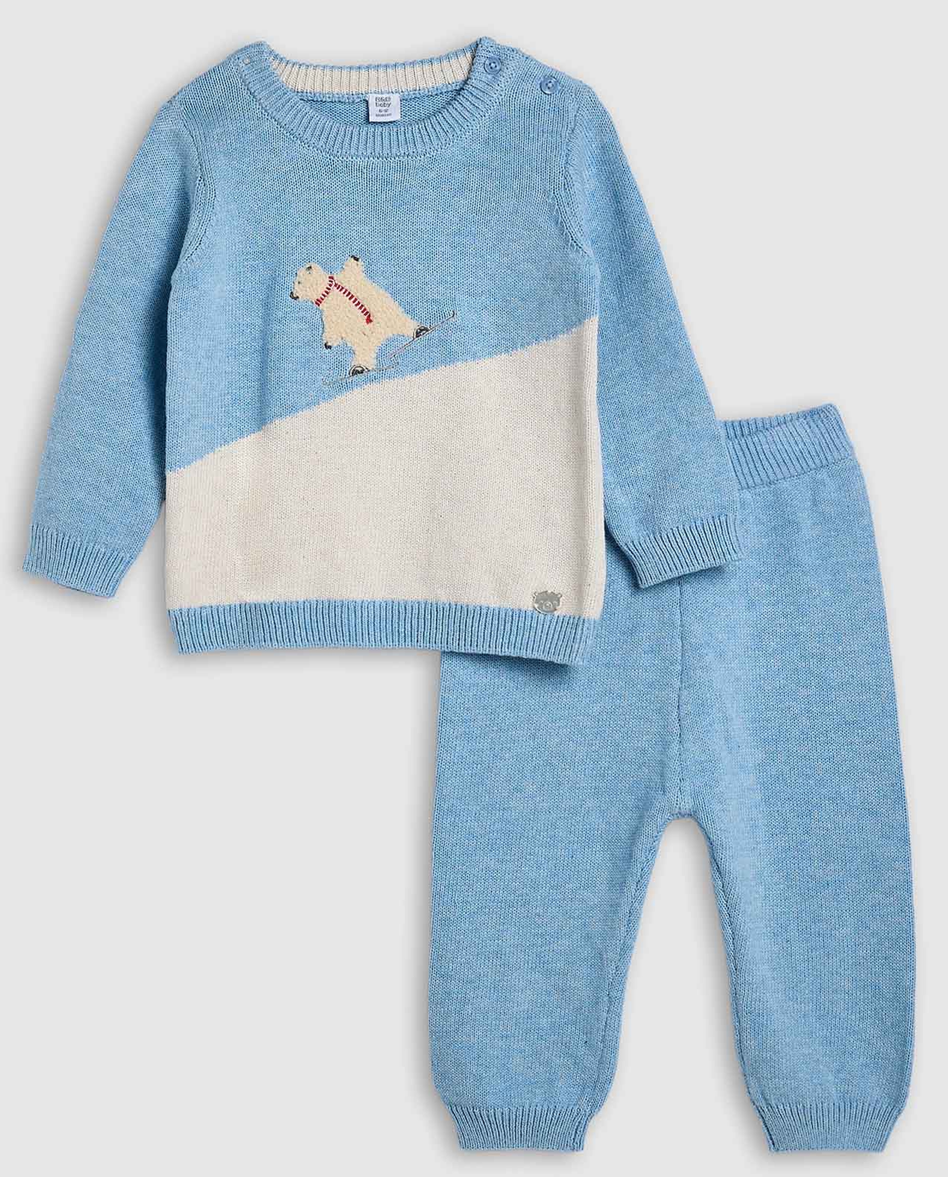 Color Block Knitted Clothing Set