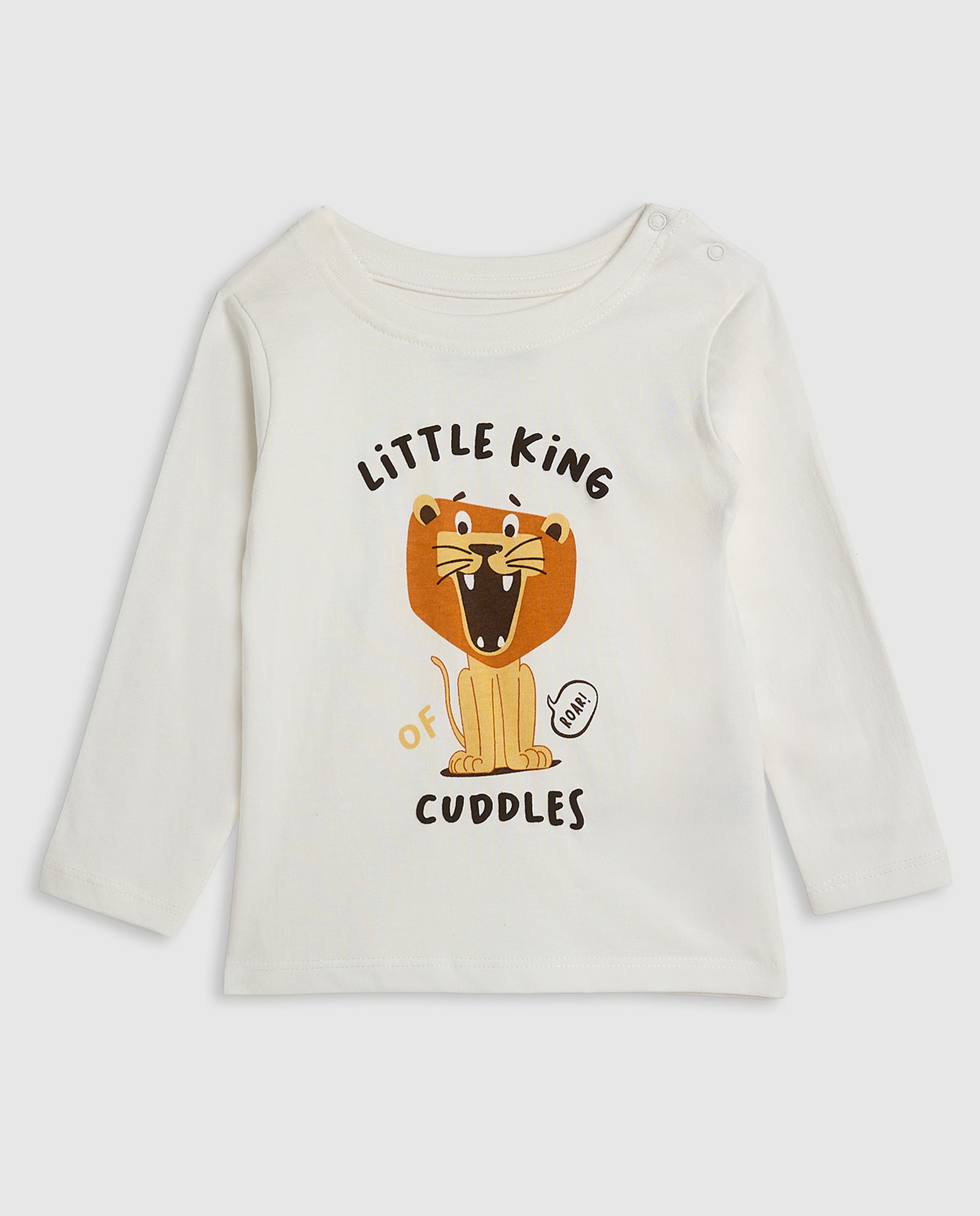 Graphic Print T-Shirt with Crew Neck and Long Sleeves