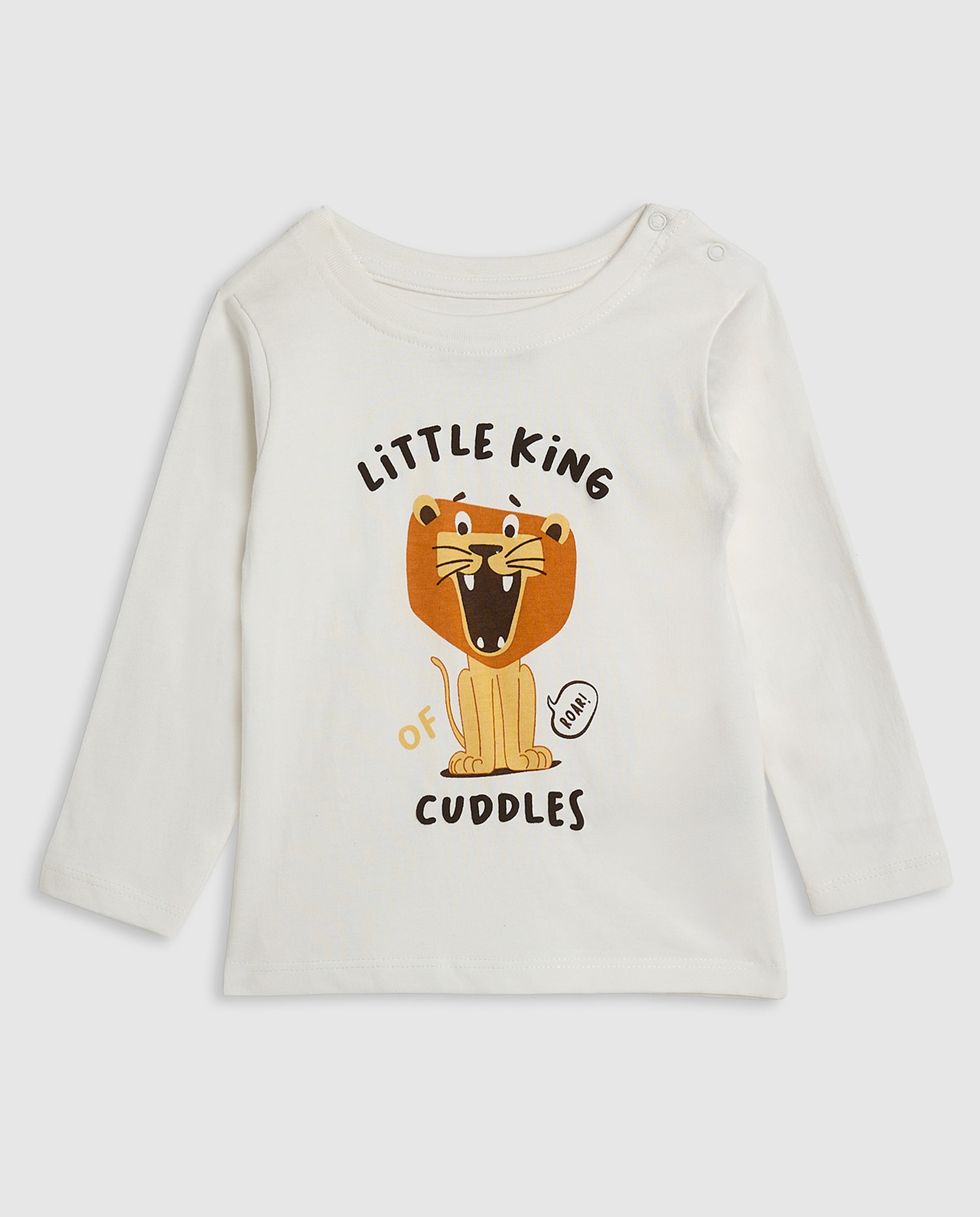 Graphic Print T-Shirt with Crew Neck and Long Sleeves