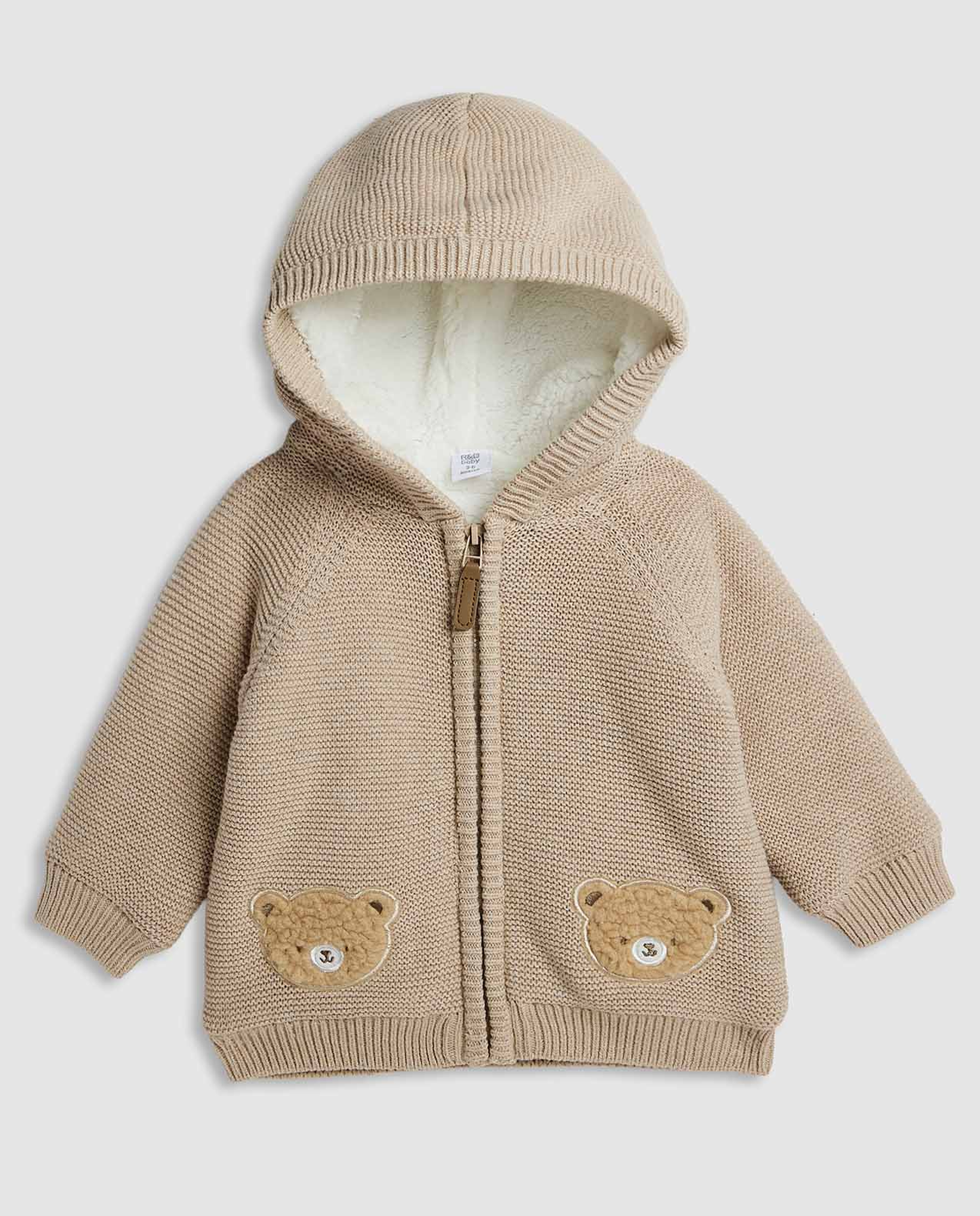 Textured Hooded Cardigan with Zippered Closure