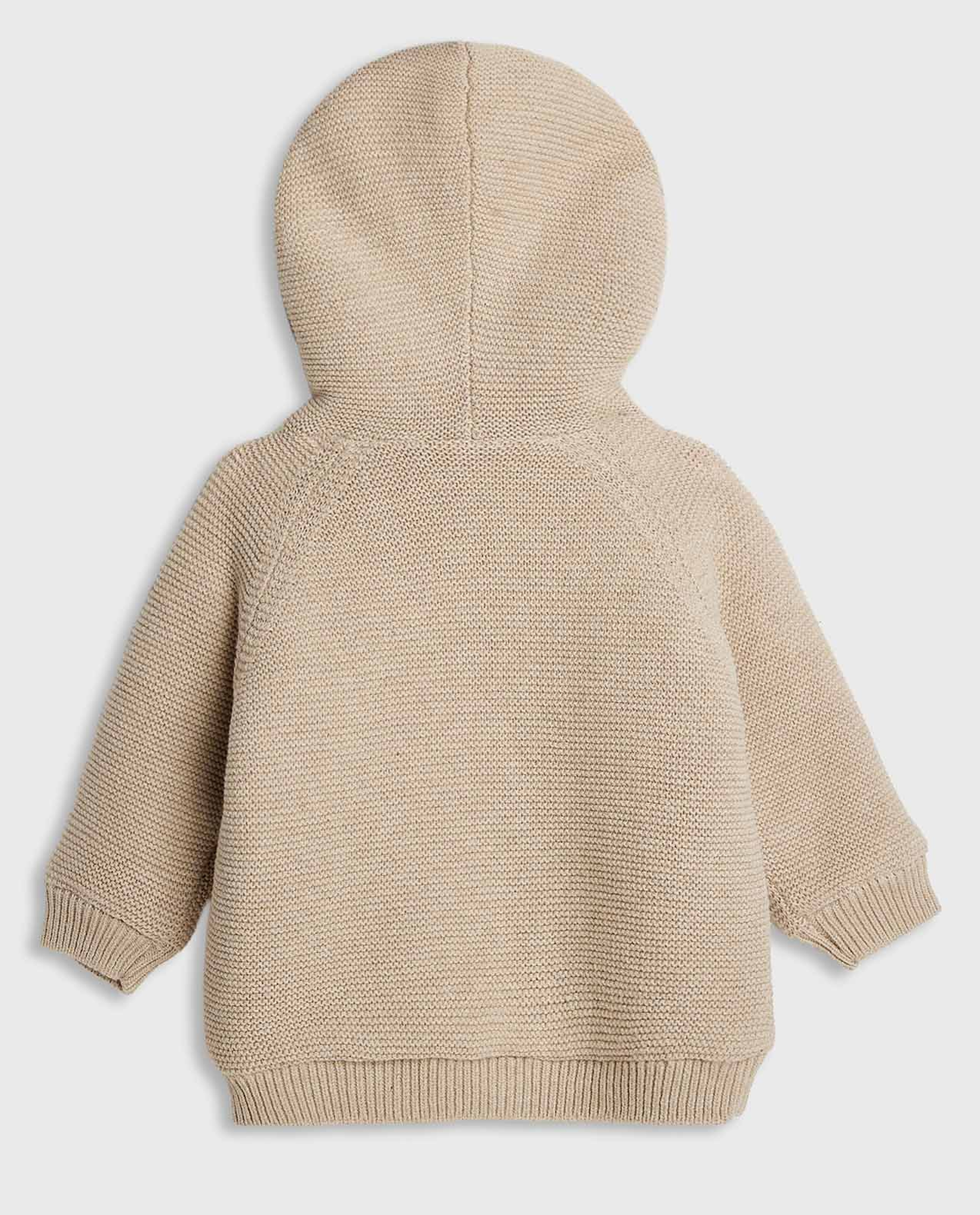 Textured Hooded Cardigan with Zippered Closure