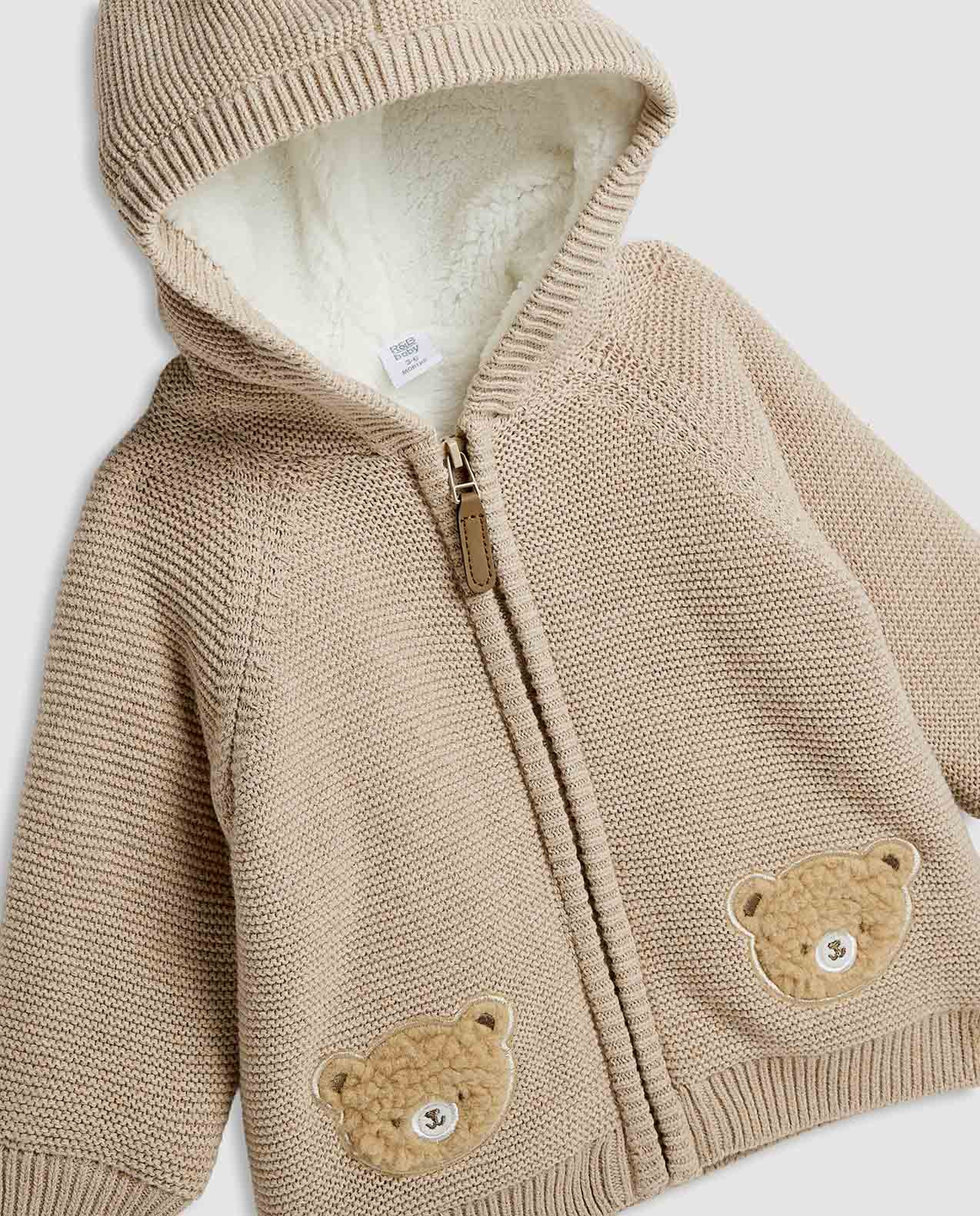 Textured Hooded Cardigan with Zippered Closure
