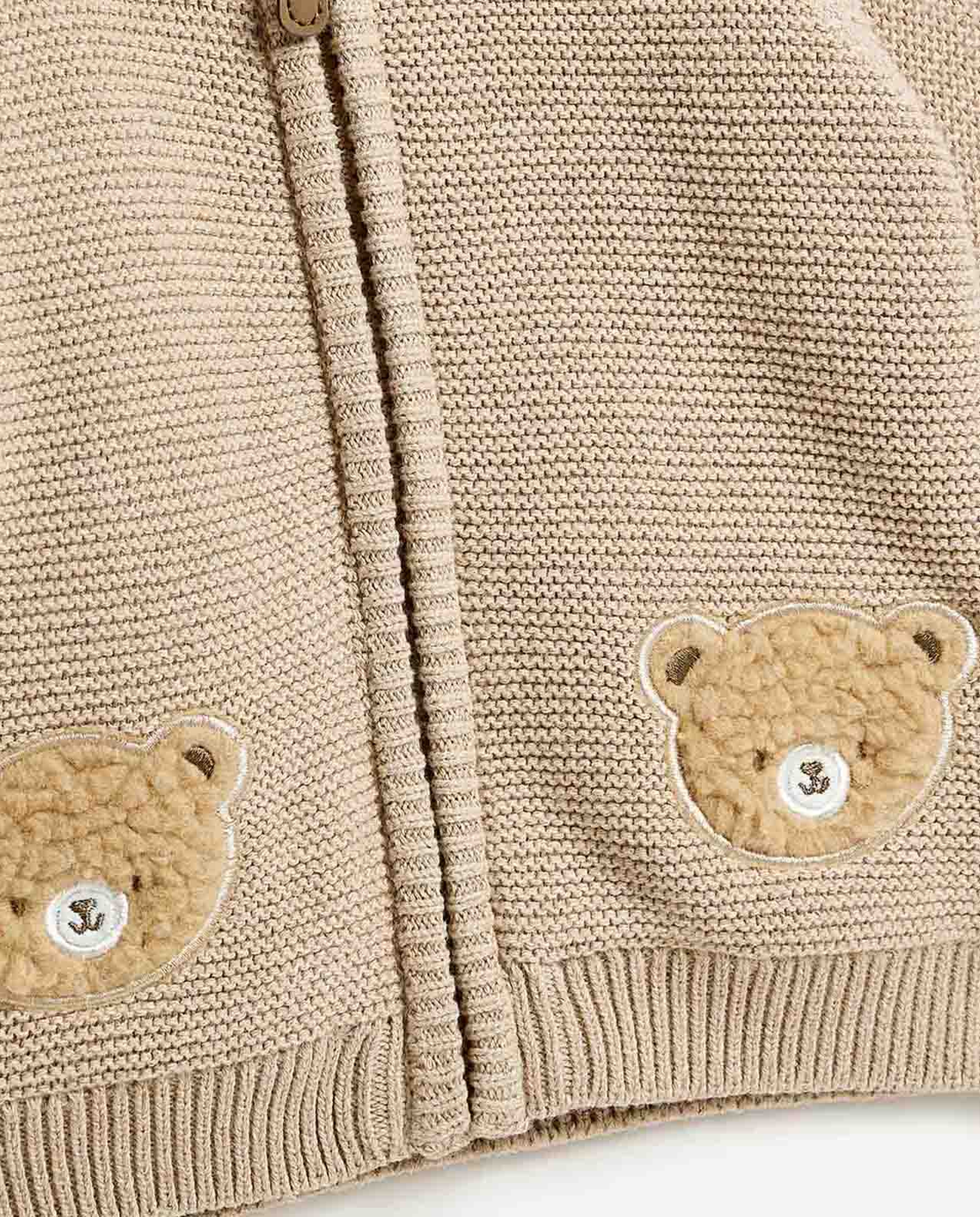 Textured Hooded Cardigan with Zippered Closure