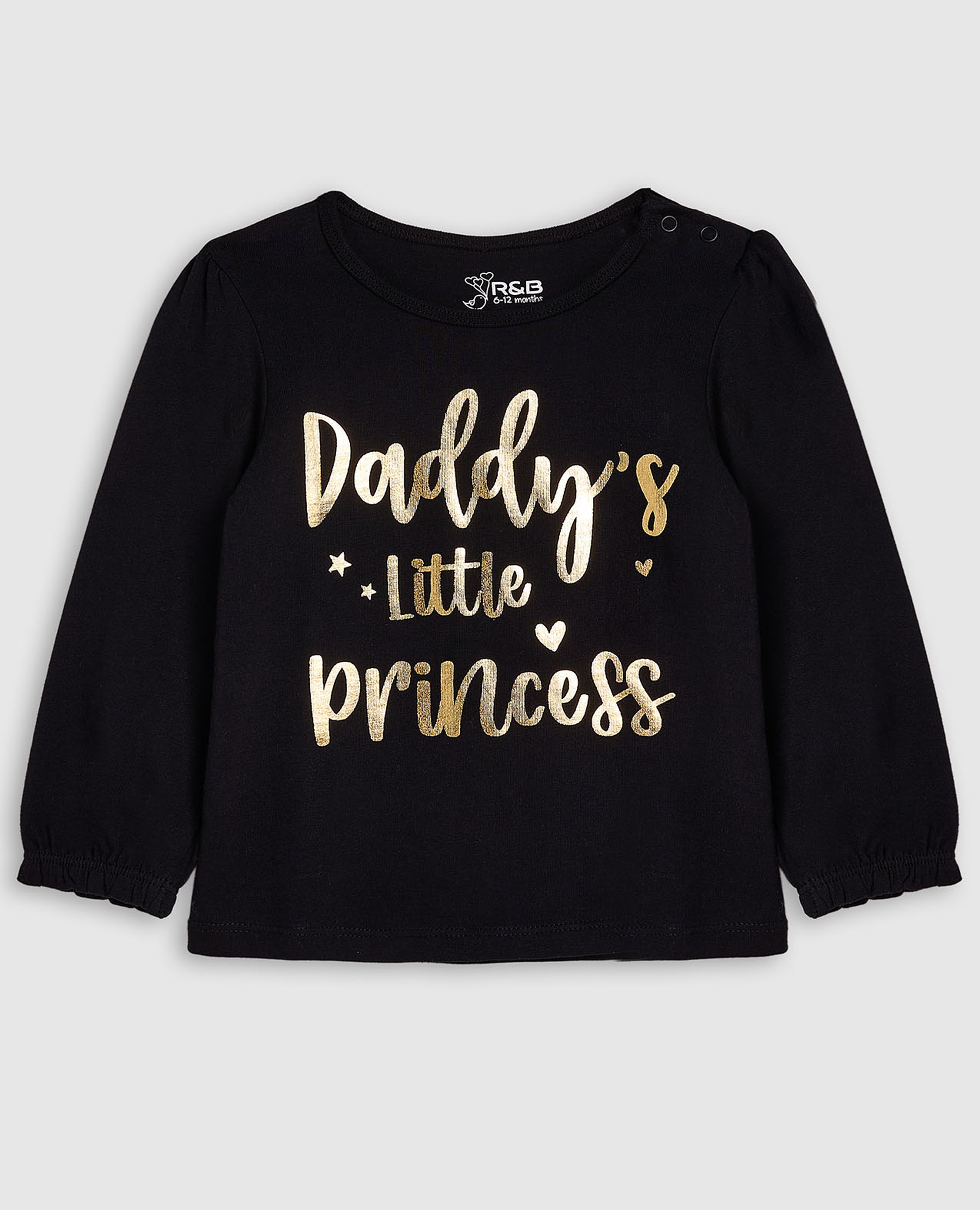 Foil Print Top with Crew Neck and Long Sleeves