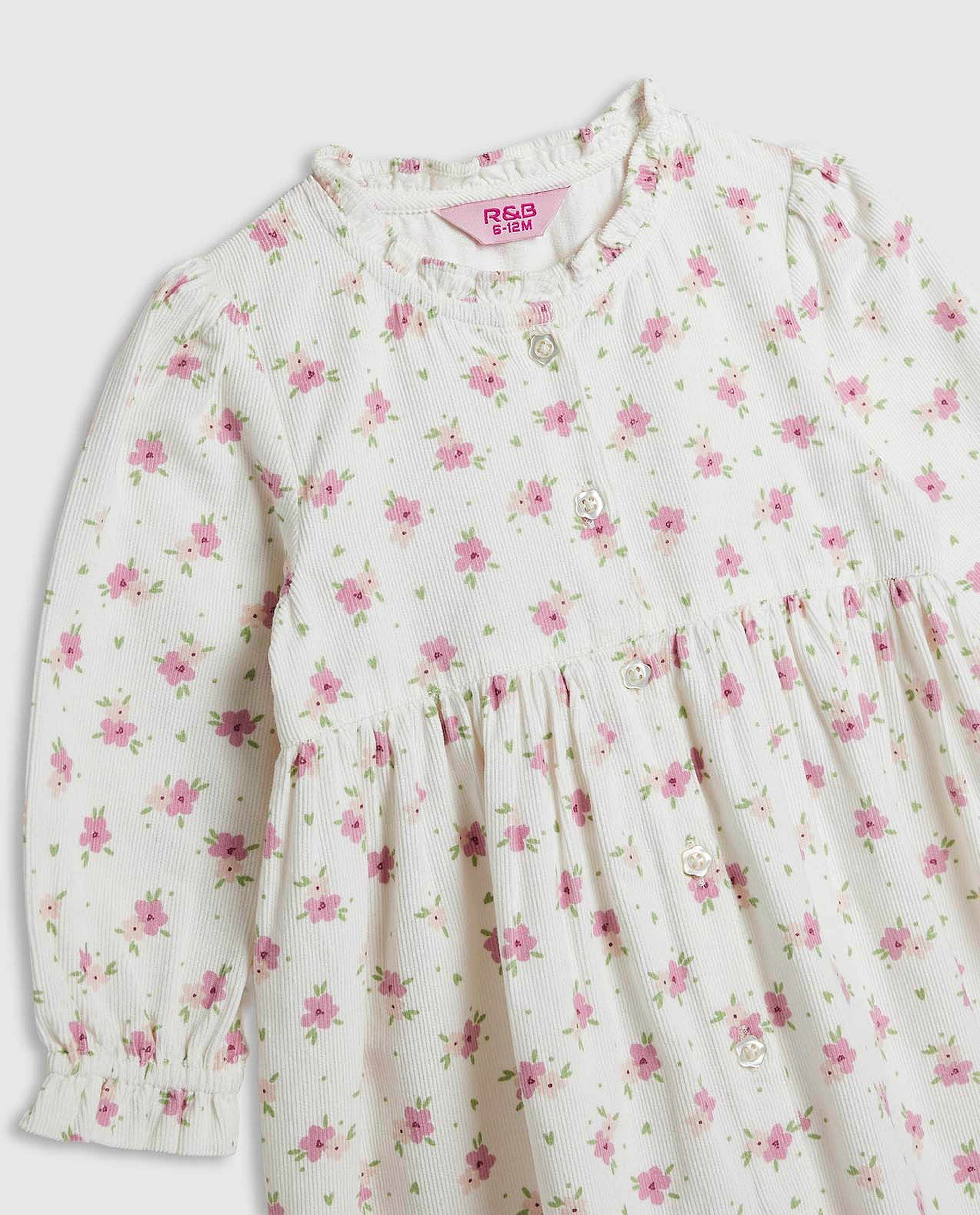 Floral Print Fit and Flare Dress with Long Sleeves