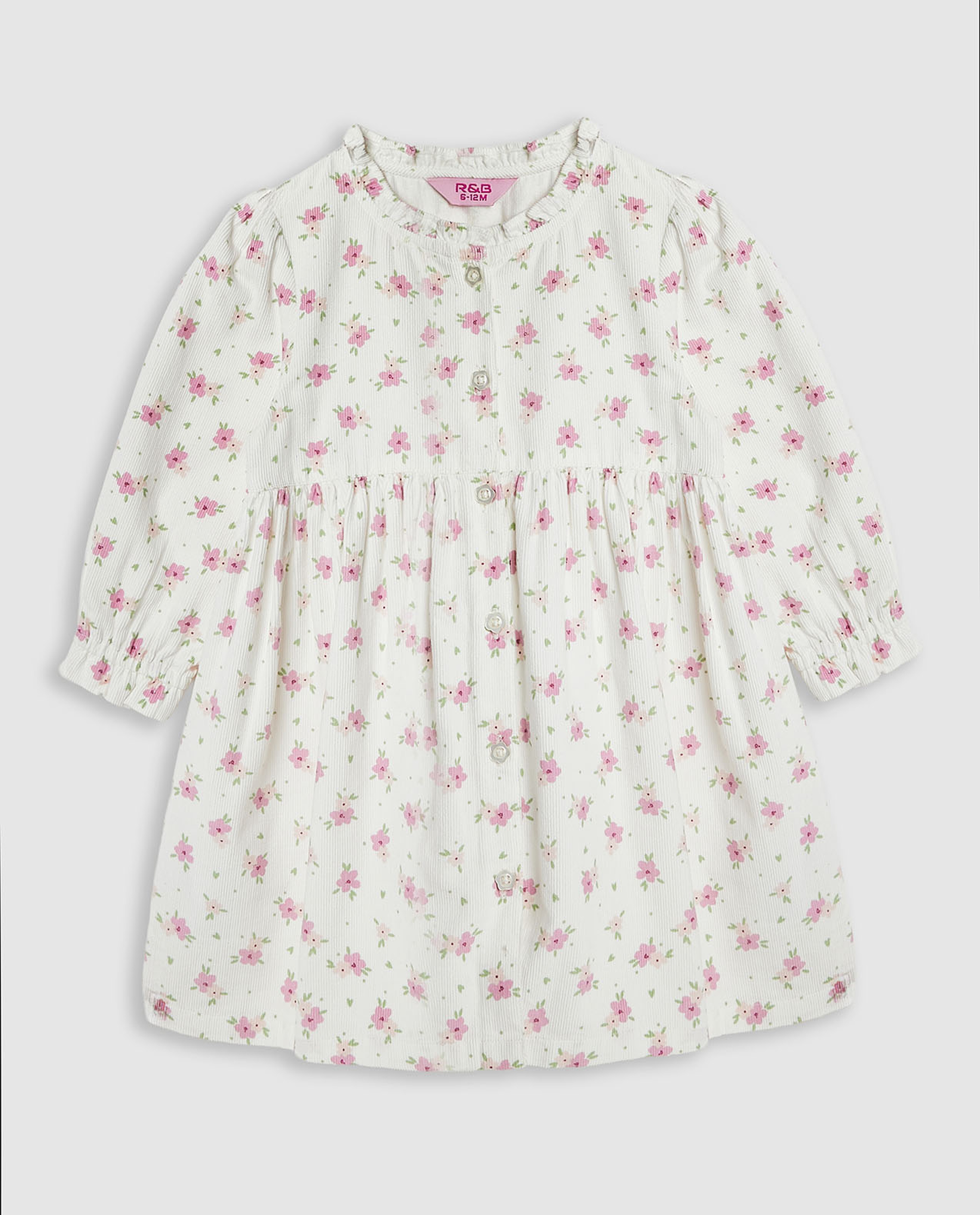 Floral Print Fit and Flare Dress with Long Sleeves