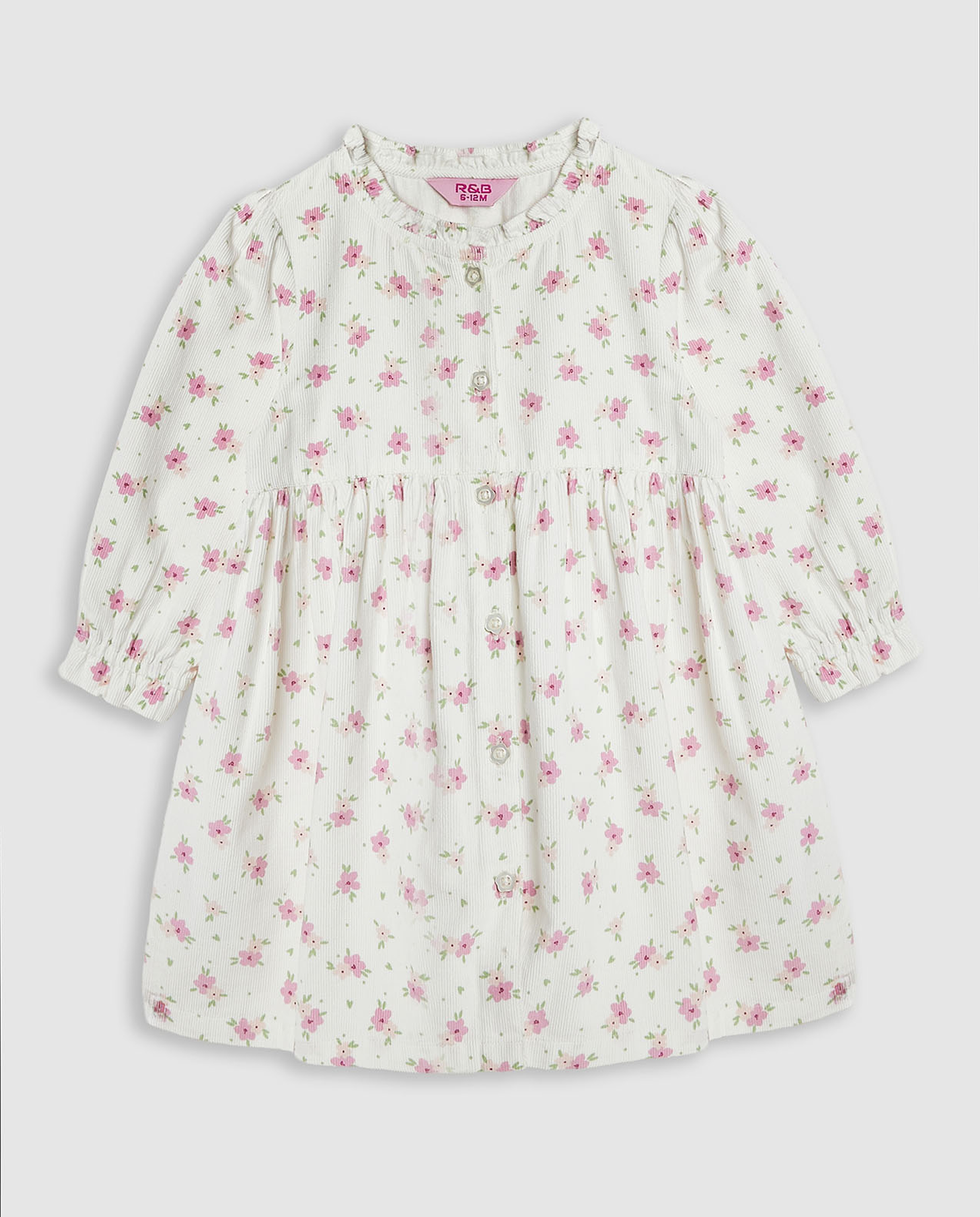 Floral Print Fit and Flare Dress with Long Sleeves