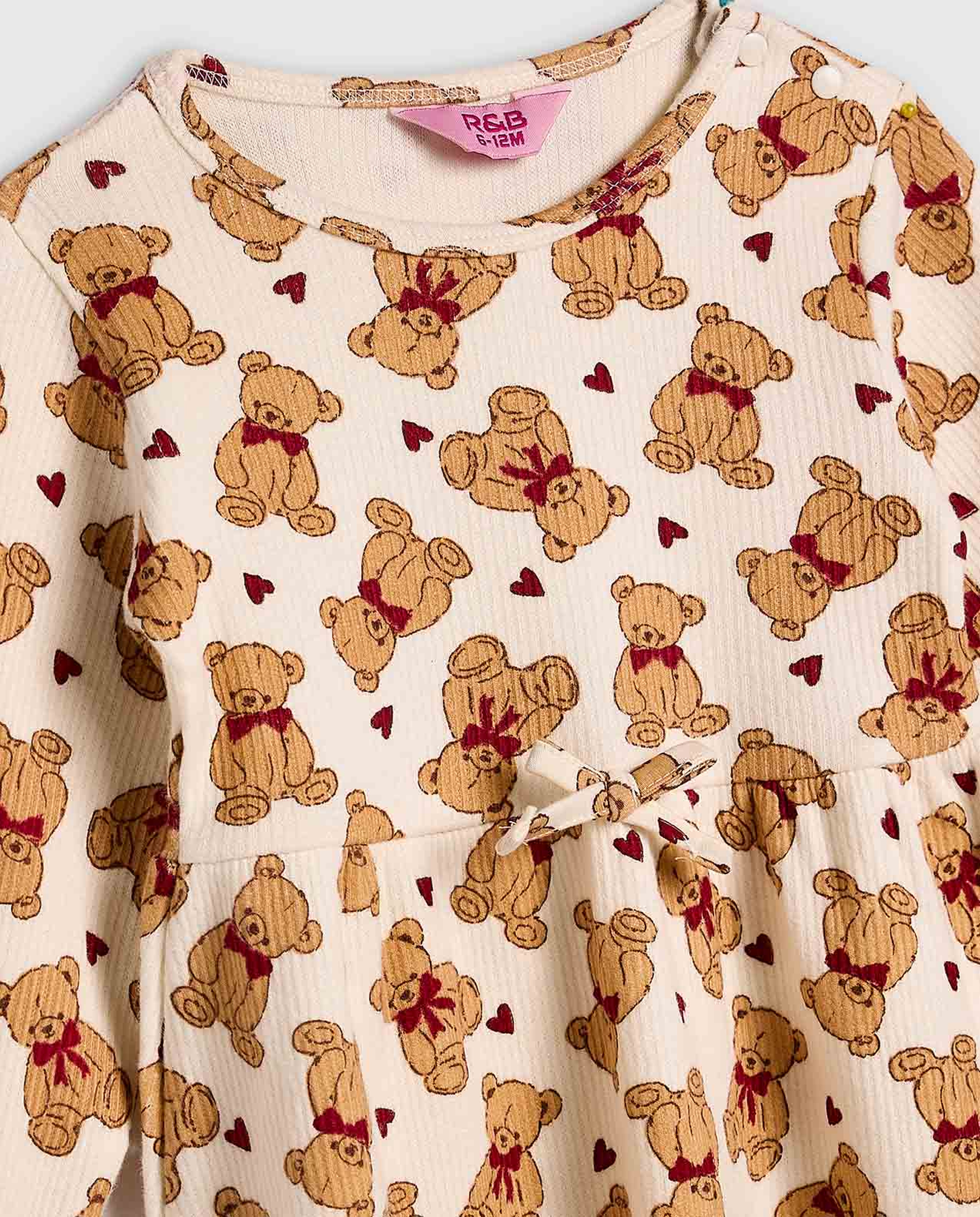 Printed Fit and Flare Dress with Long Sleeves