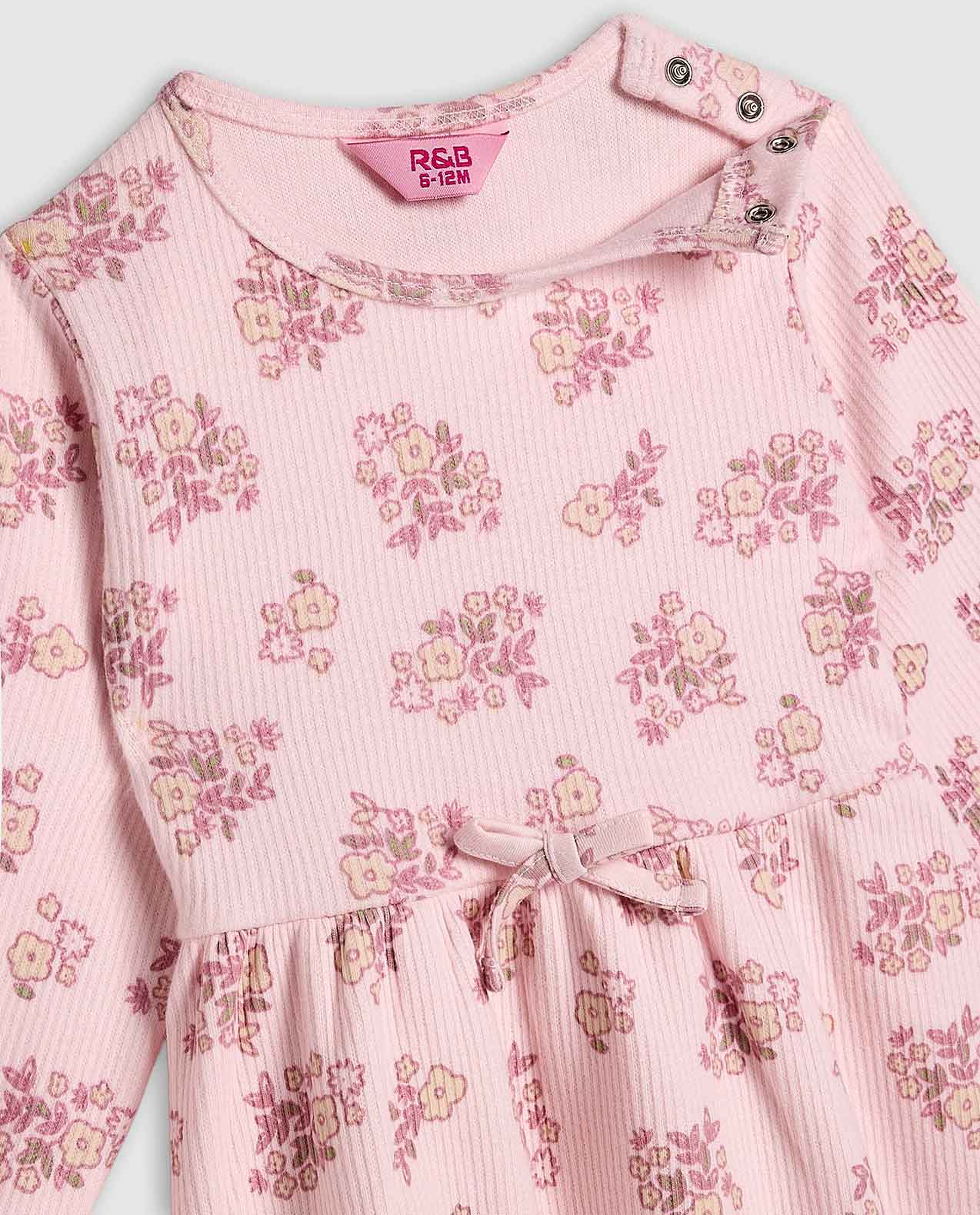 Printed Fit and Flare Dress with Long Sleeves