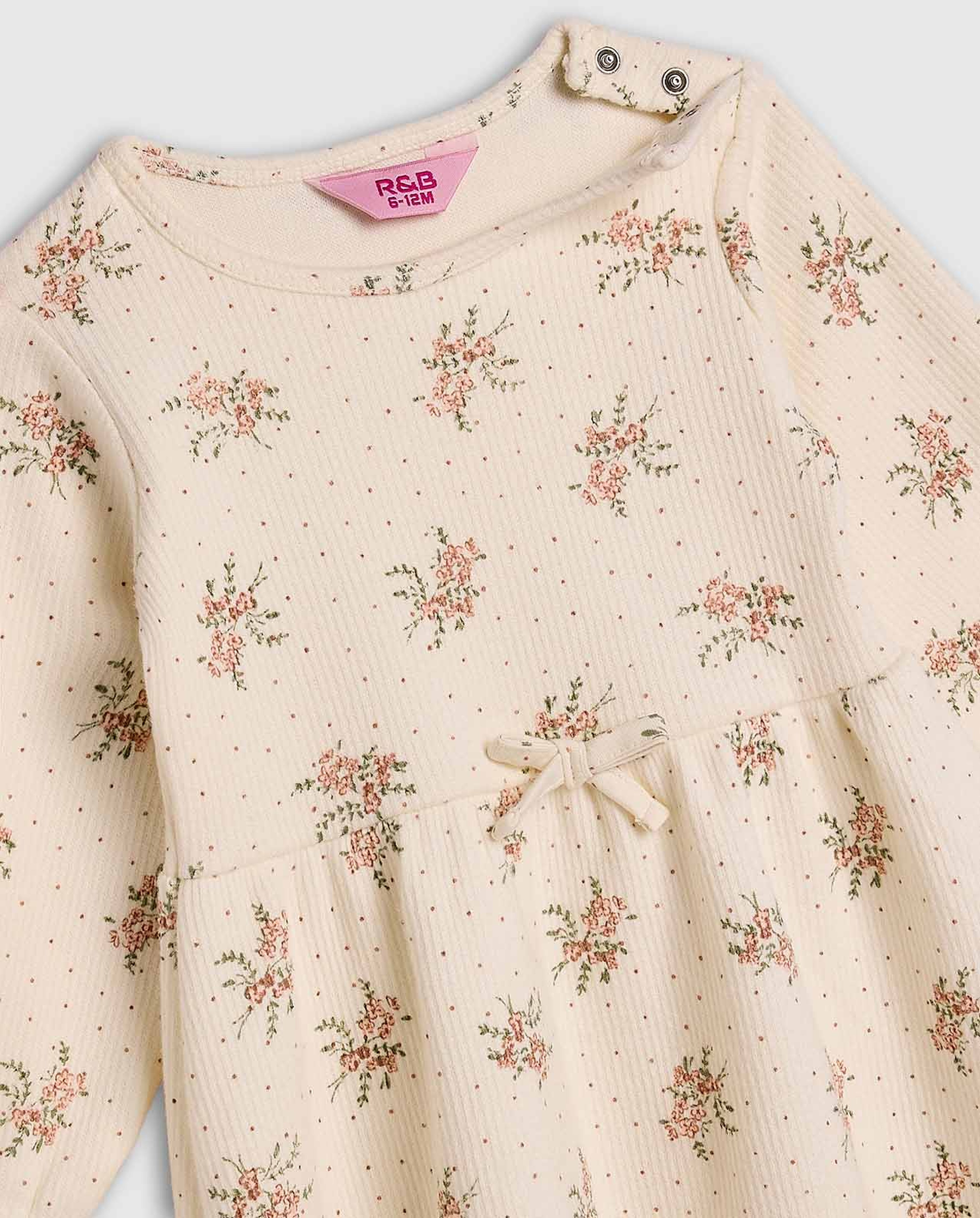 Printed Fit and Flare Dress with Long Sleeves