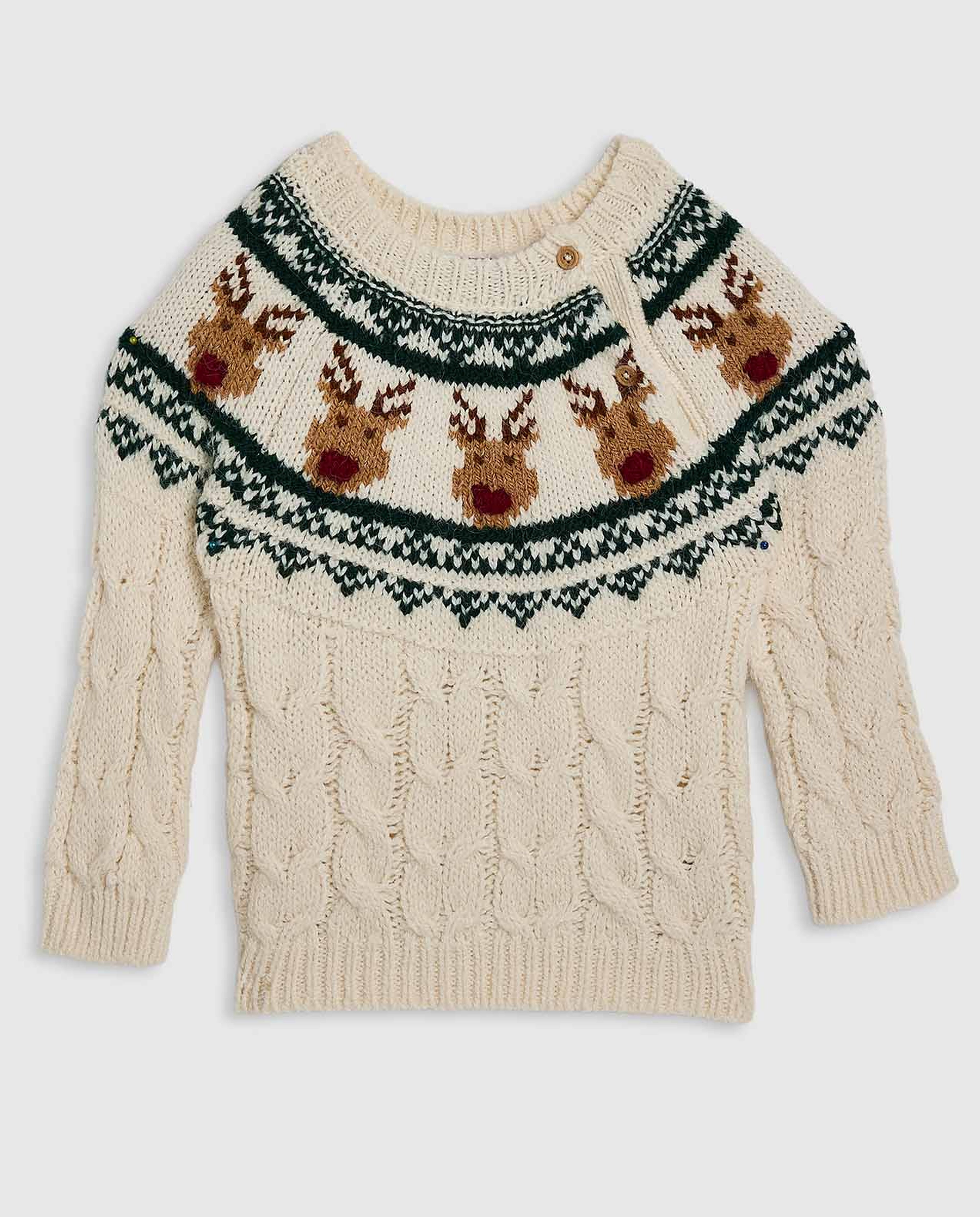 Patterned Sweater with Crew Neck and Long Sleeves