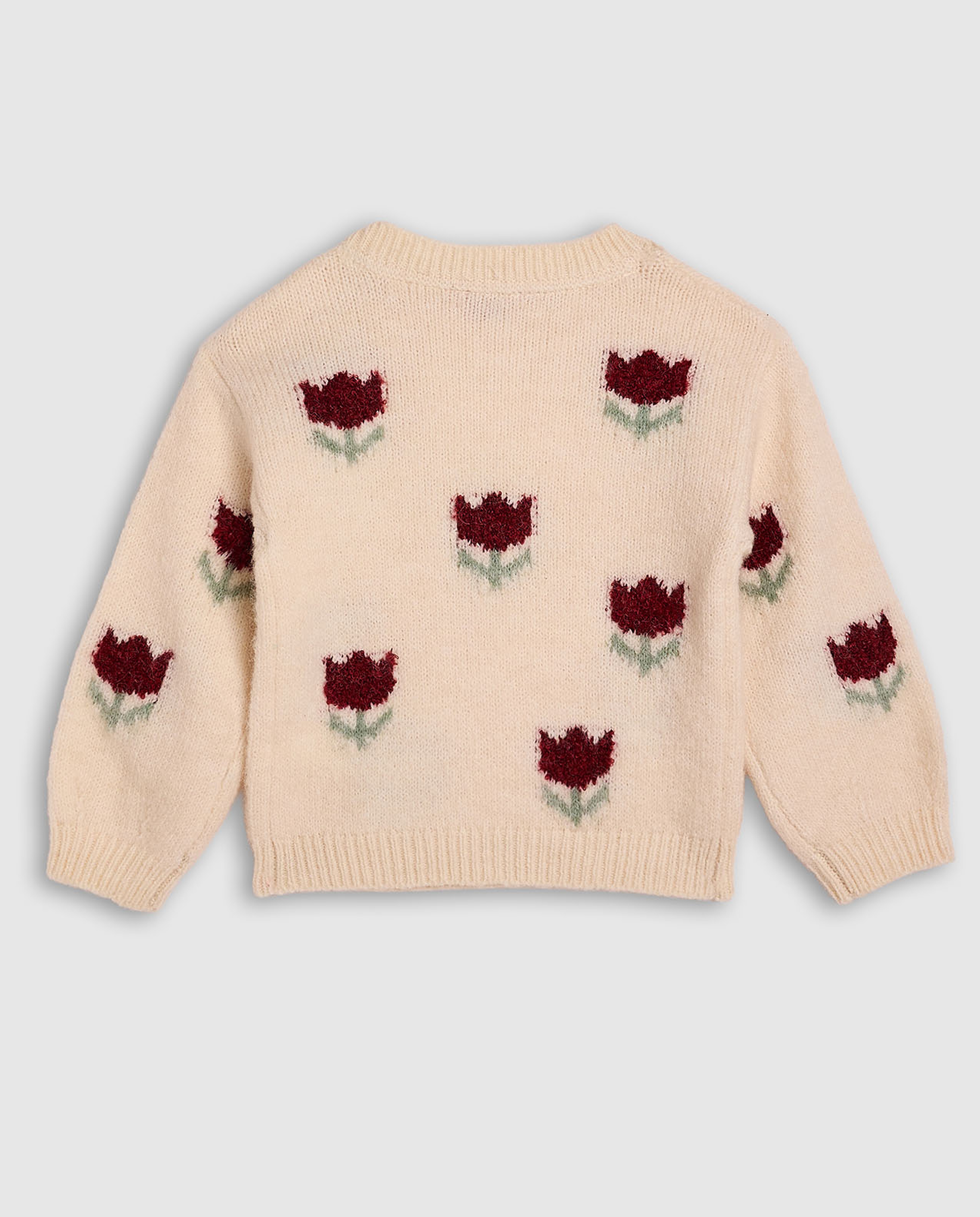 Patterned Sweater with Crew Neck and Long Sleeves