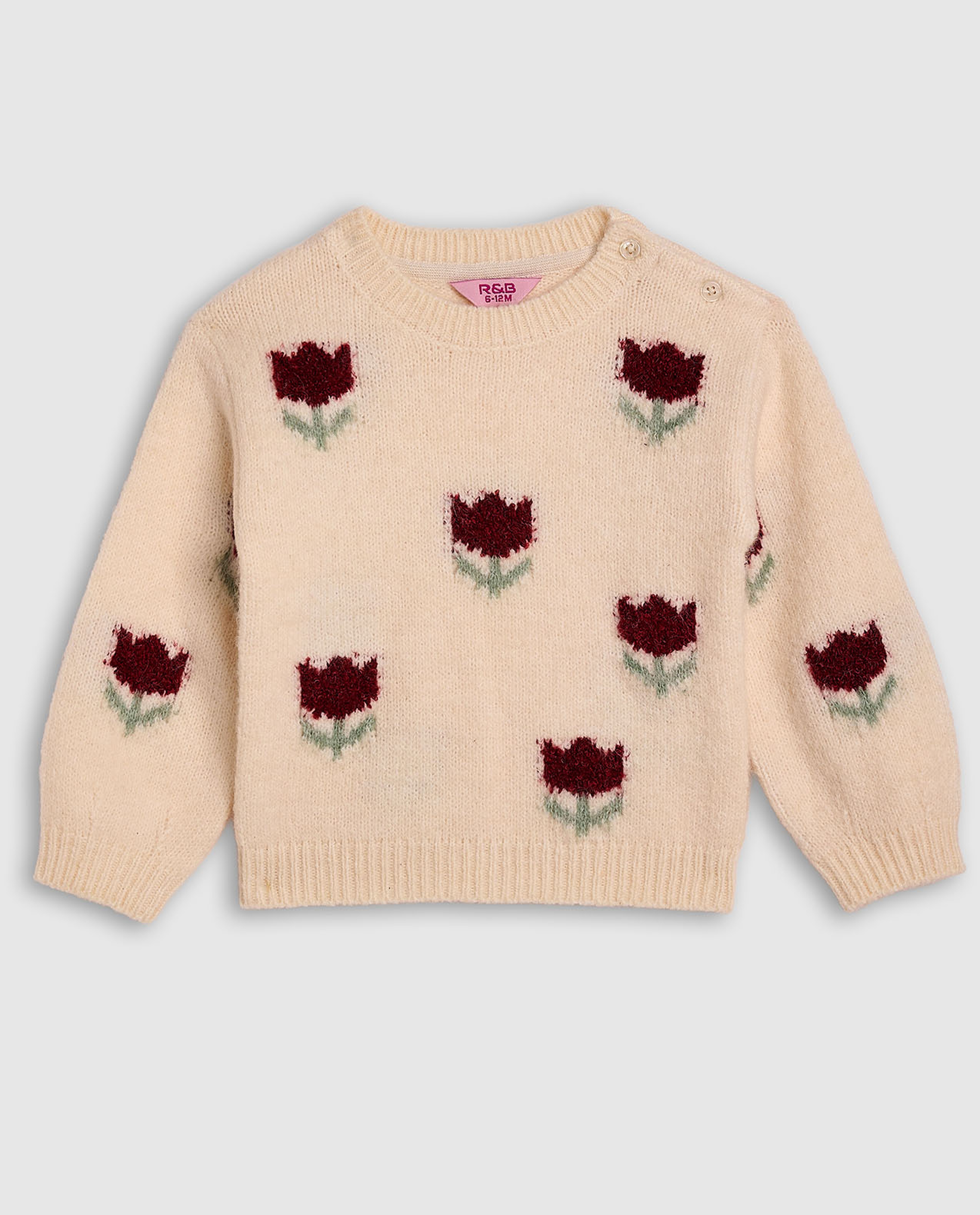 Patterned Sweater with Crew Neck and Long Sleeves