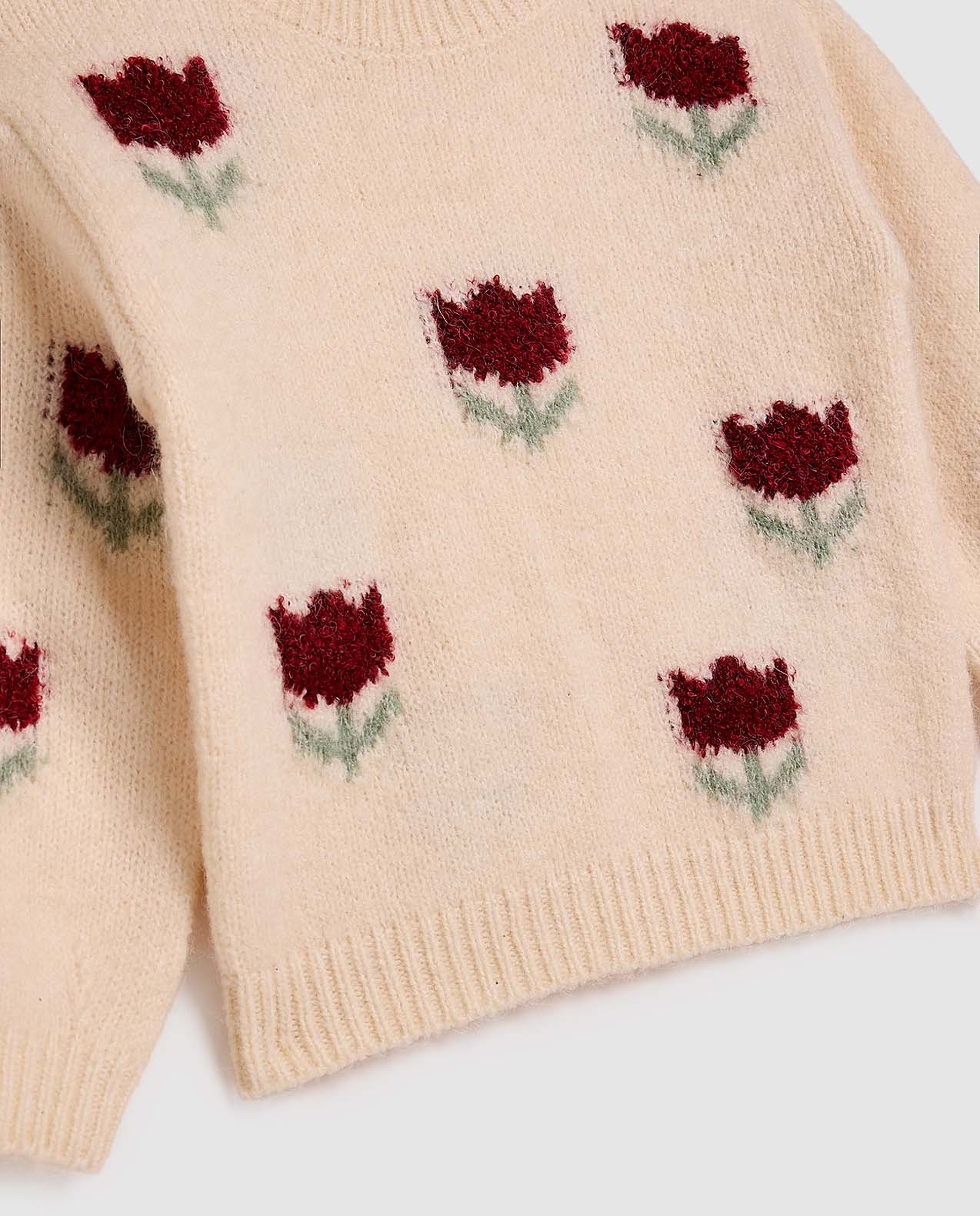 Patterned Sweater with Crew Neck and Long Sleeves