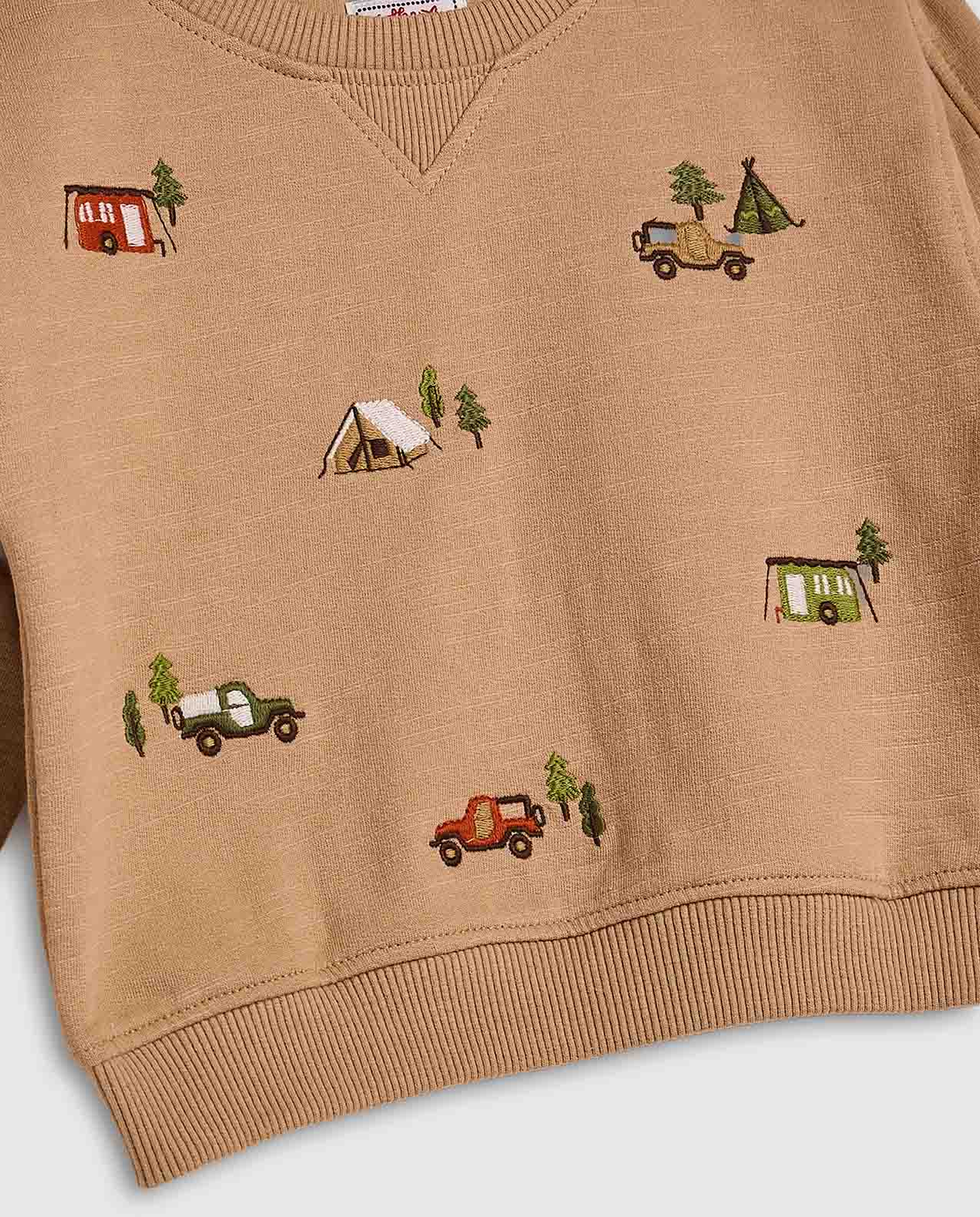 Embroidered Sweatshirt with Crew Neck and Long Sleeves