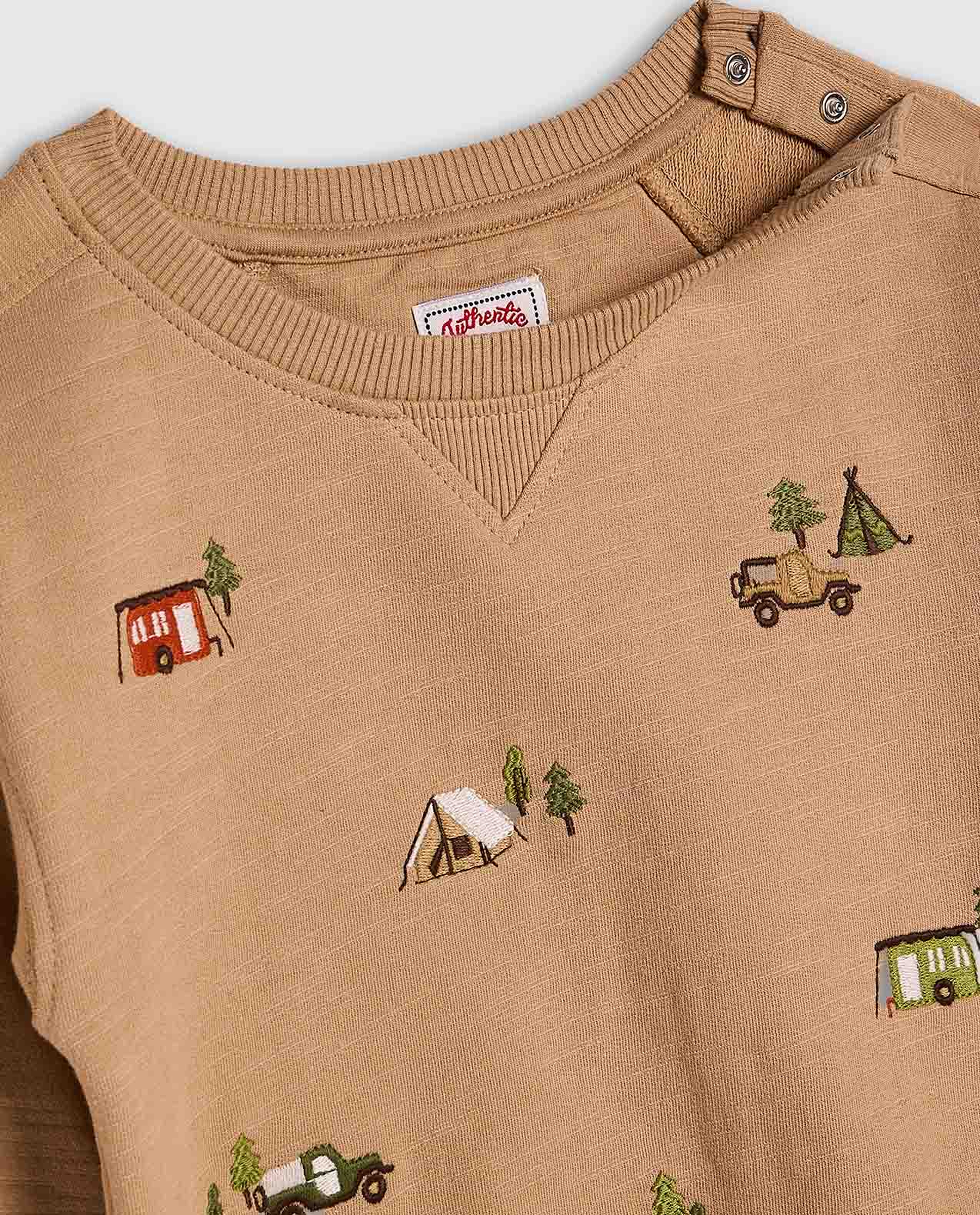 Embroidered Sweatshirt with Crew Neck and Long Sleeves