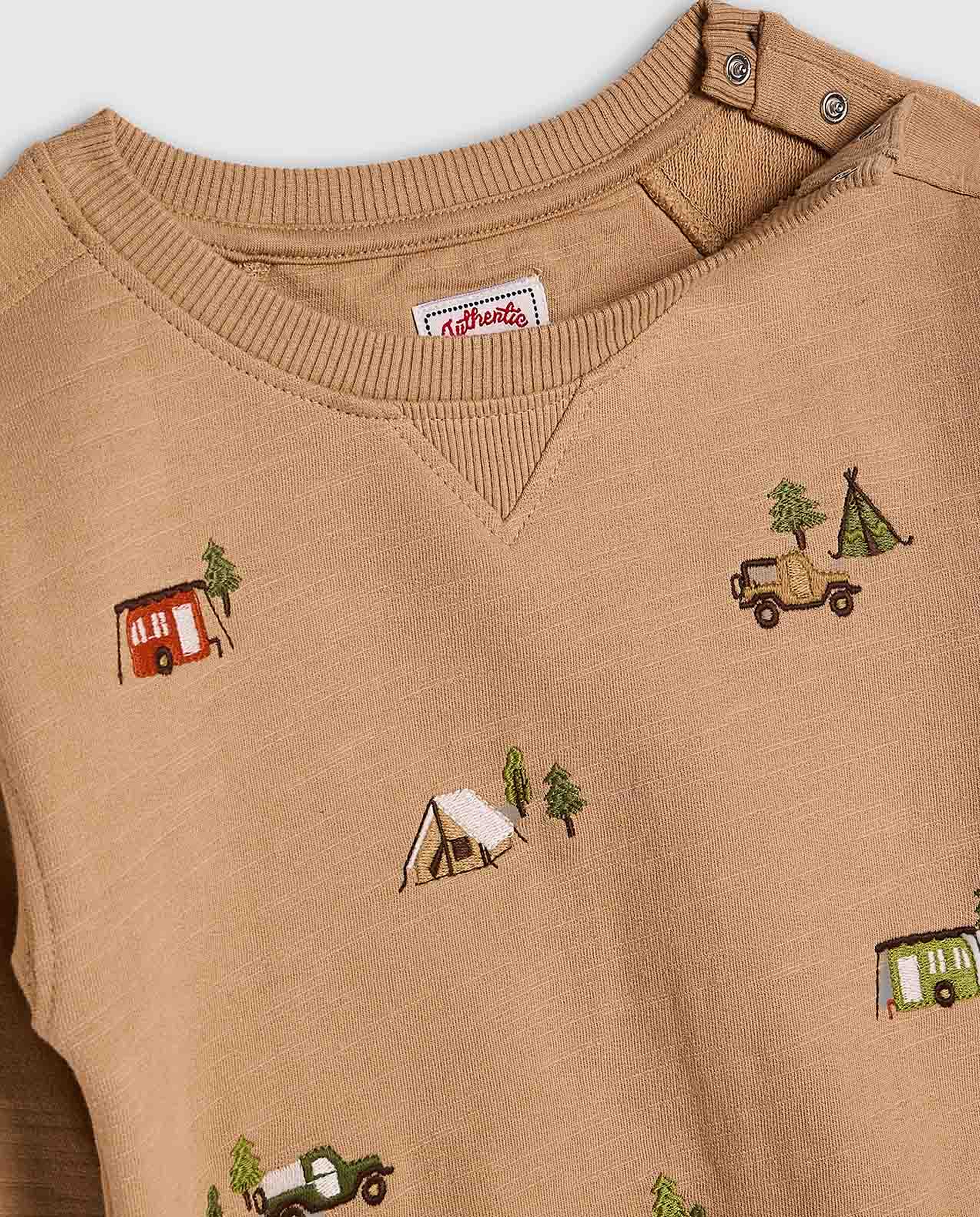 Embroidered Sweatshirt with Crew Neck and Long Sleeves