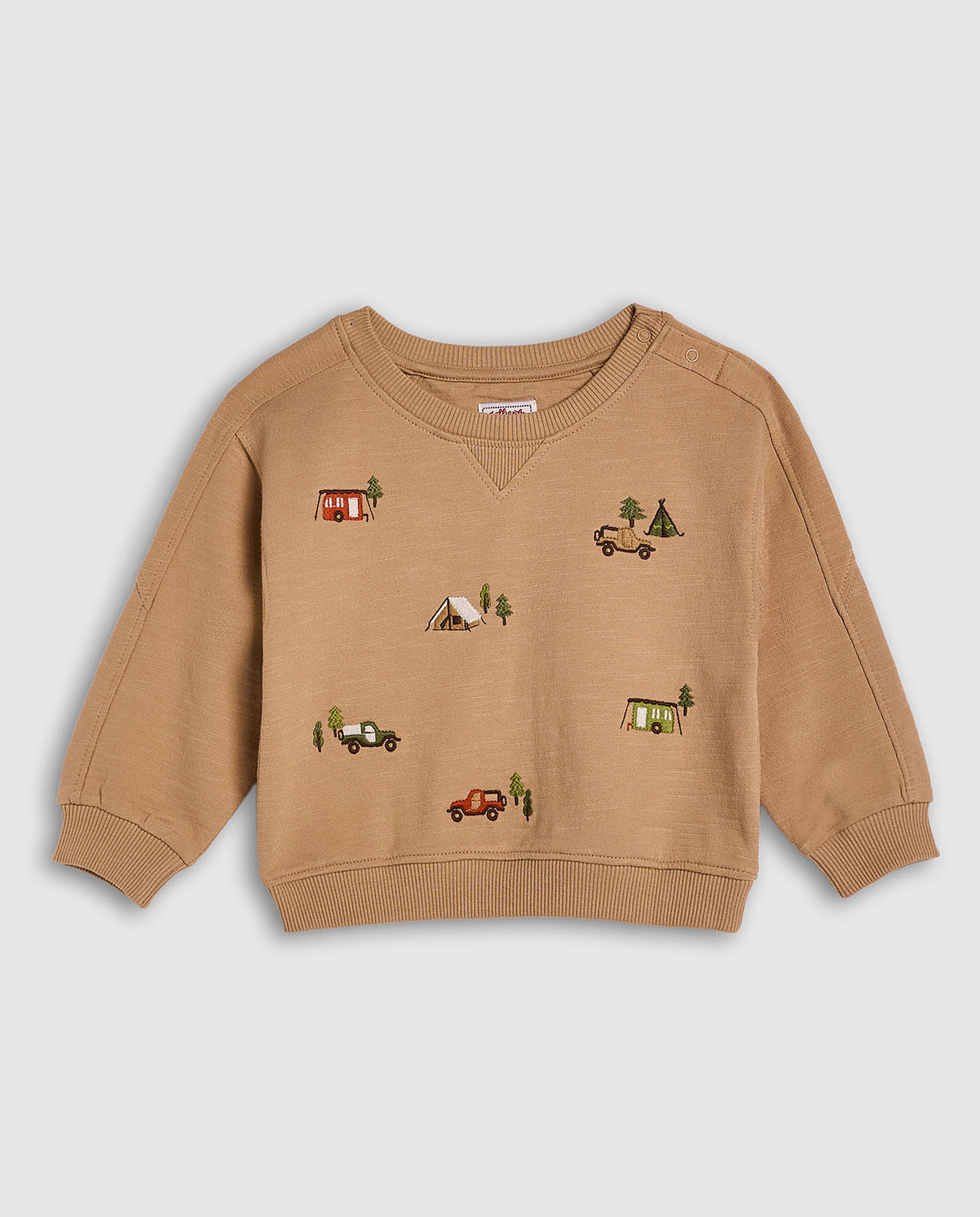 Embroidered Sweatshirt with Crew Neck and Long Sleeves