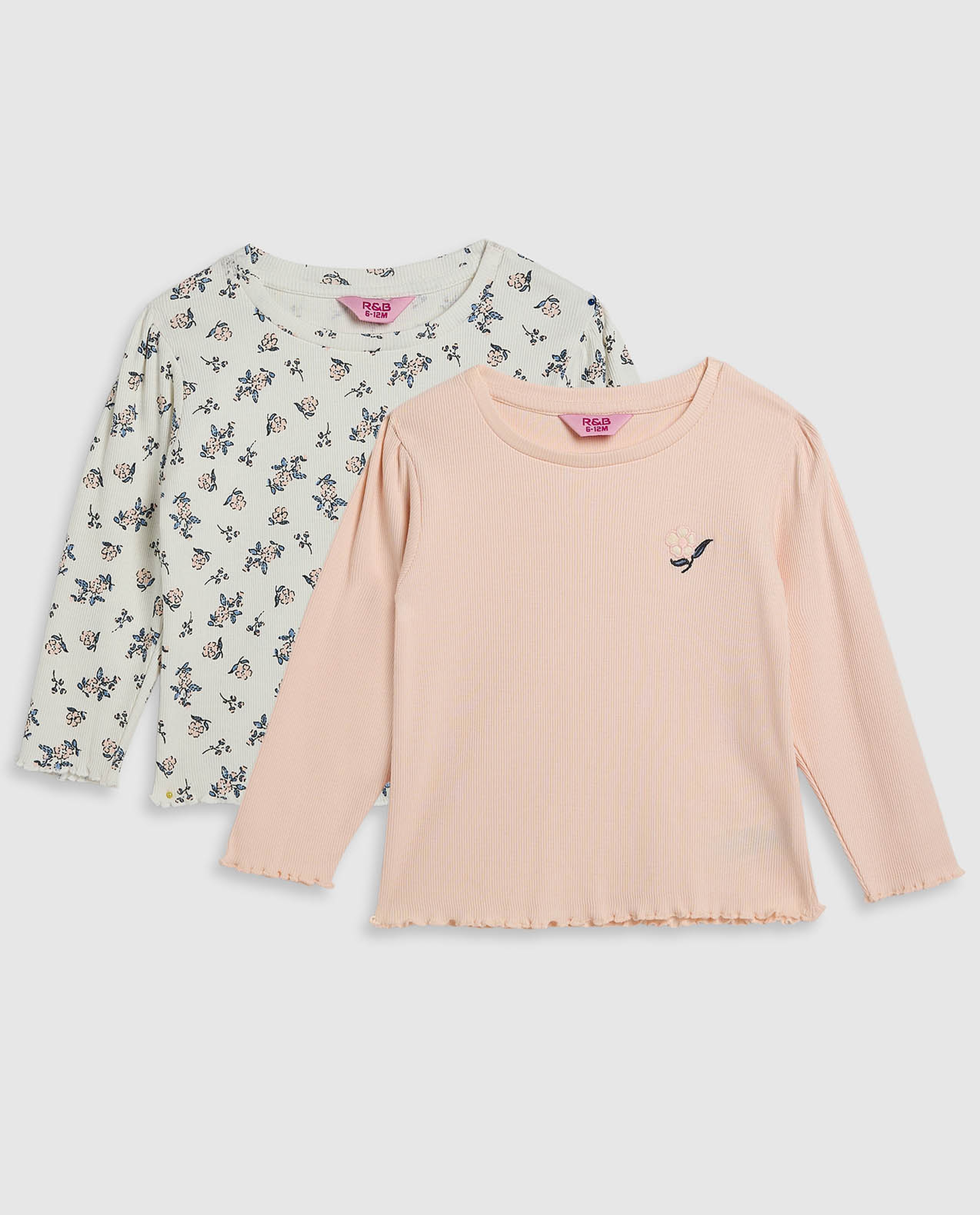 2 Pack Printed Tops with Long Sleeves