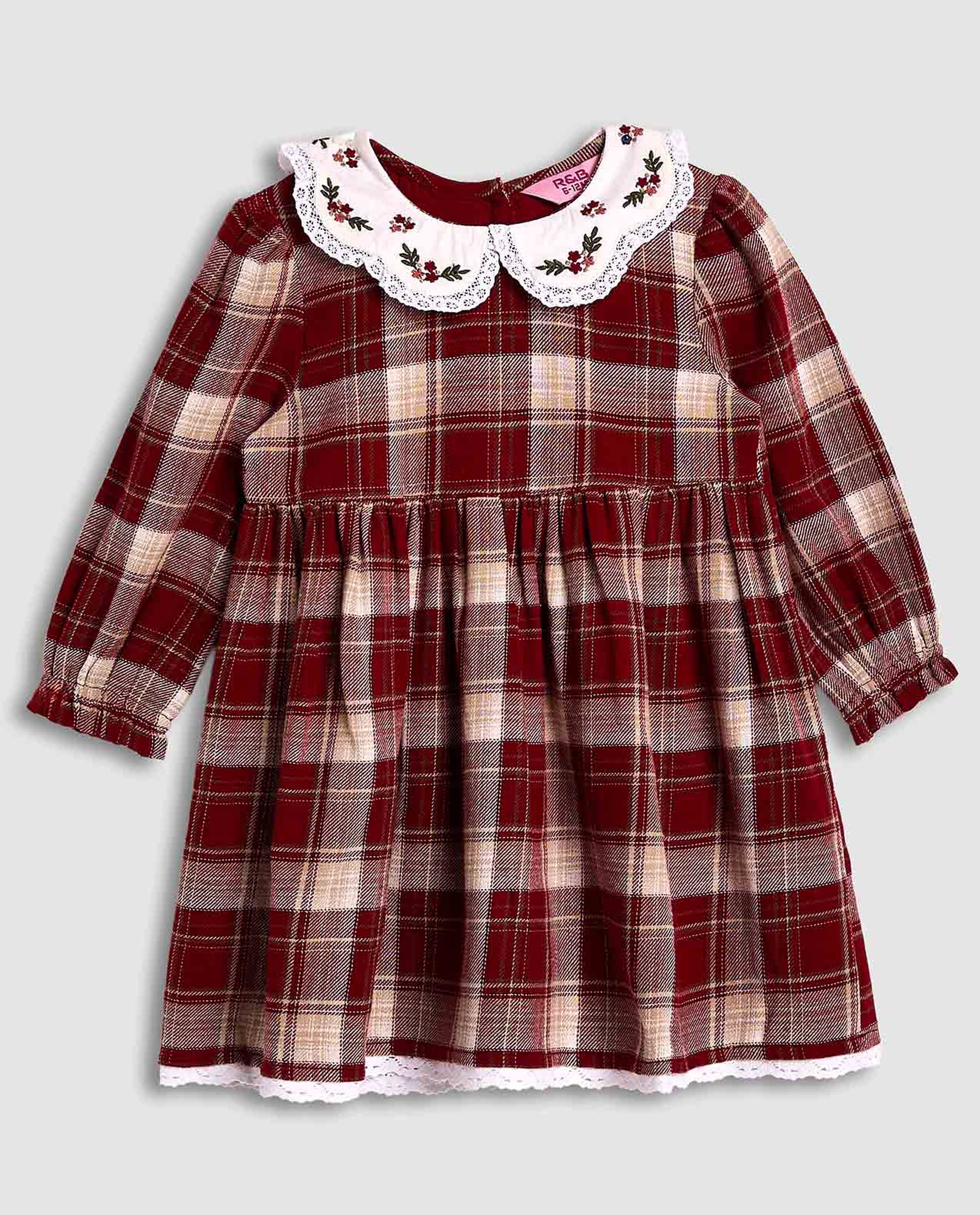 Plaid Fit and Flare Dress with Puff Sleeves