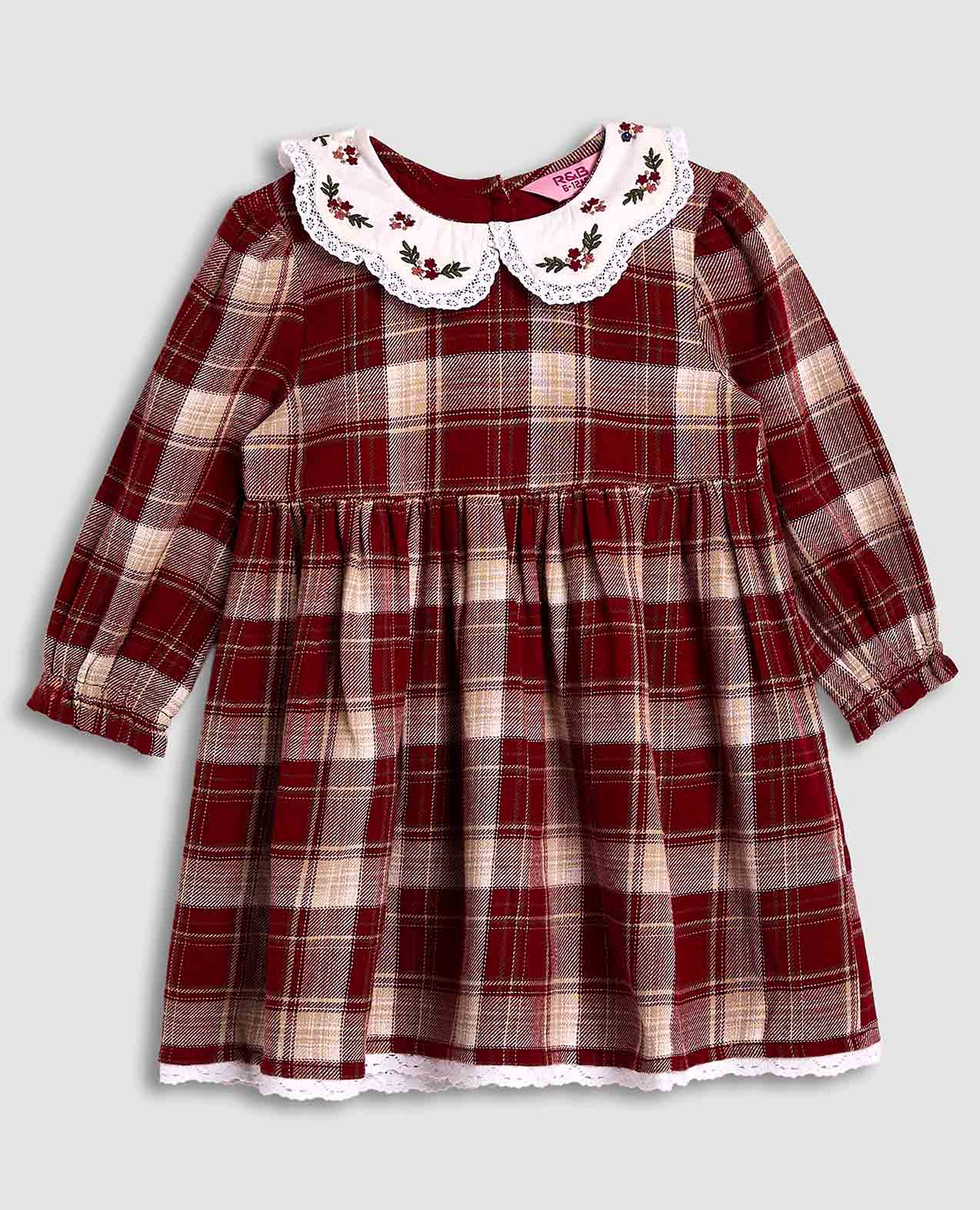 Plaid Fit and Flare Dress with Puff Sleeves