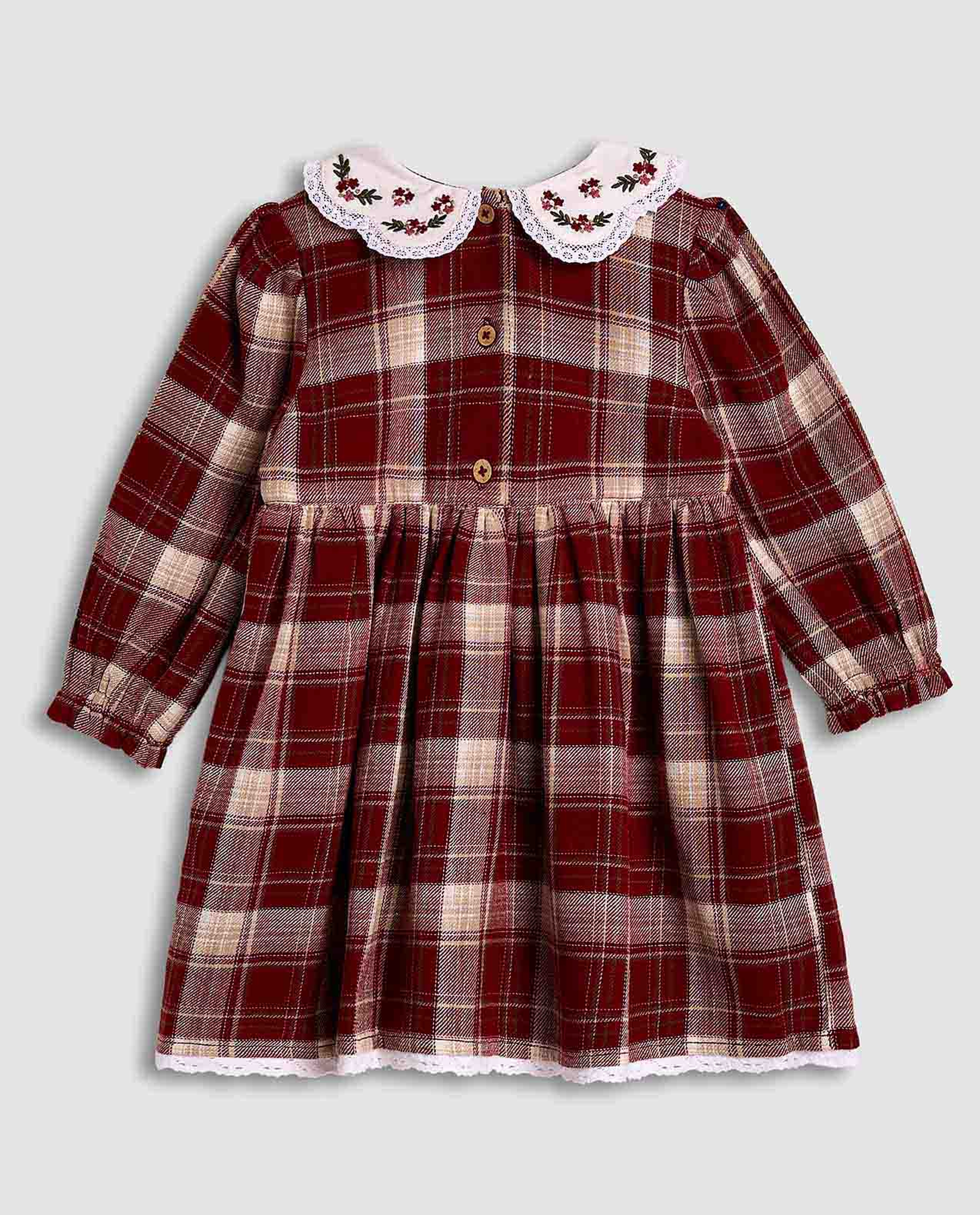 Plaid Fit and Flare Dress with Puff Sleeves