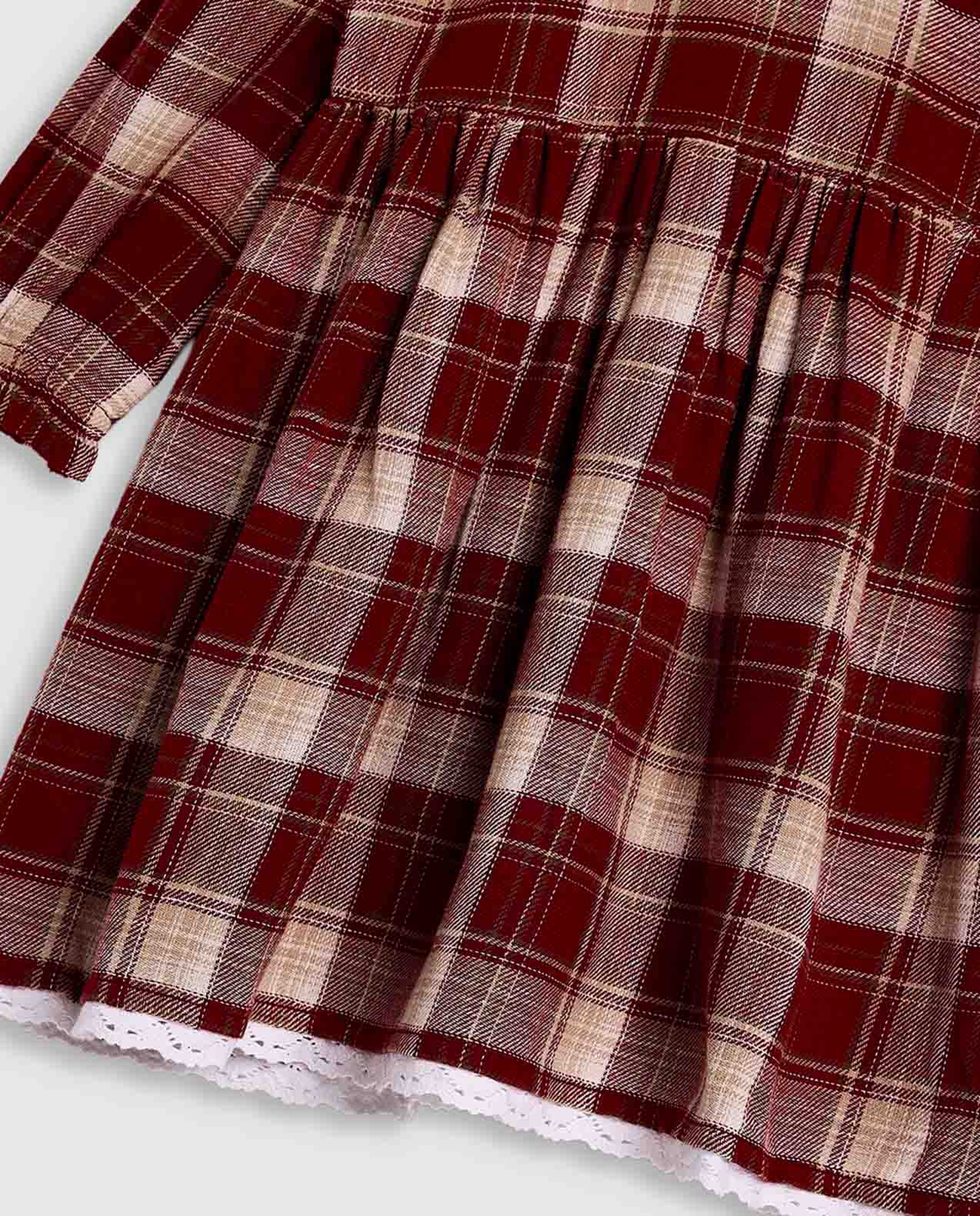 Plaid Fit and Flare Dress with Puff Sleeves