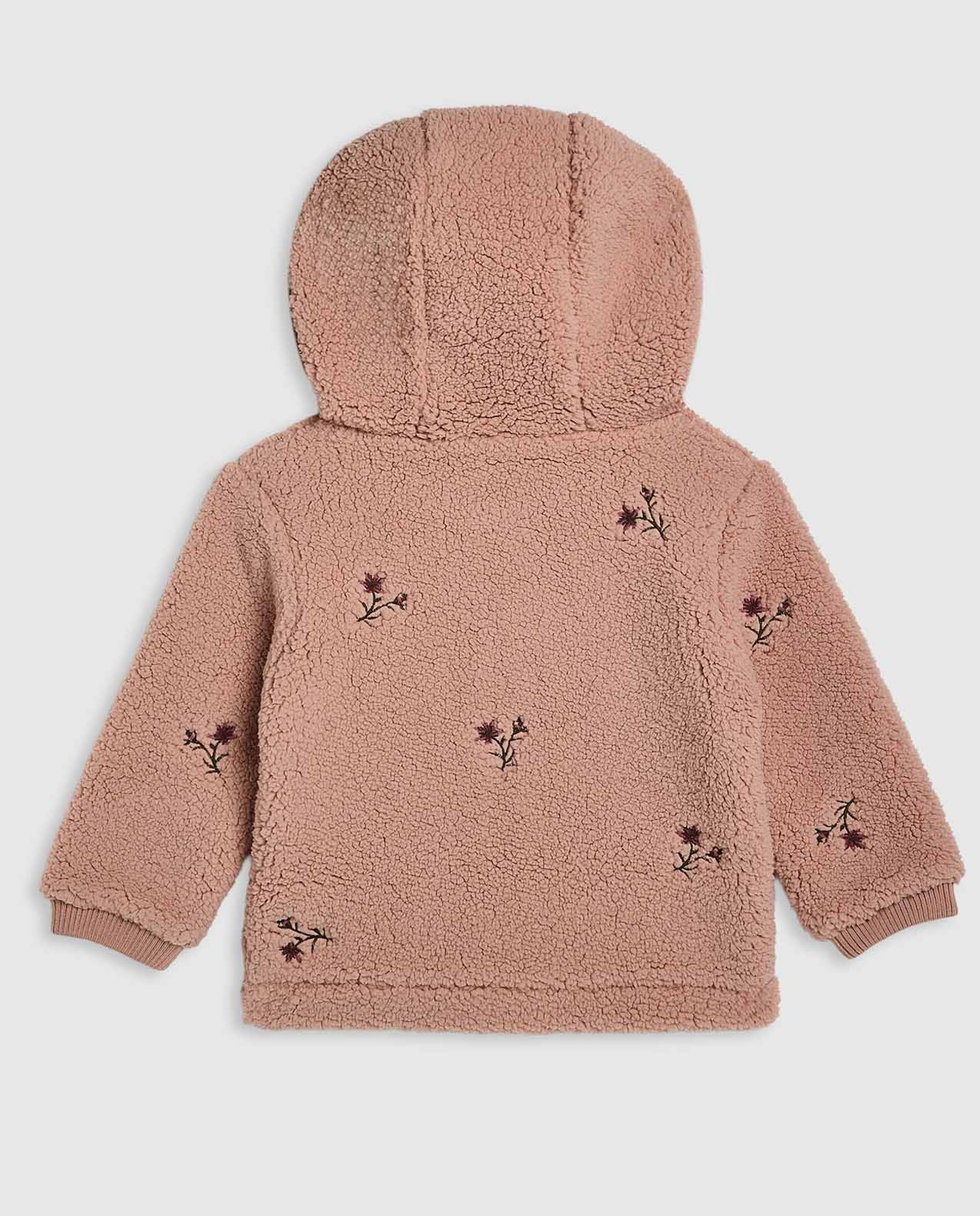 Embroidered Hooded Jacket with Zipper Closure