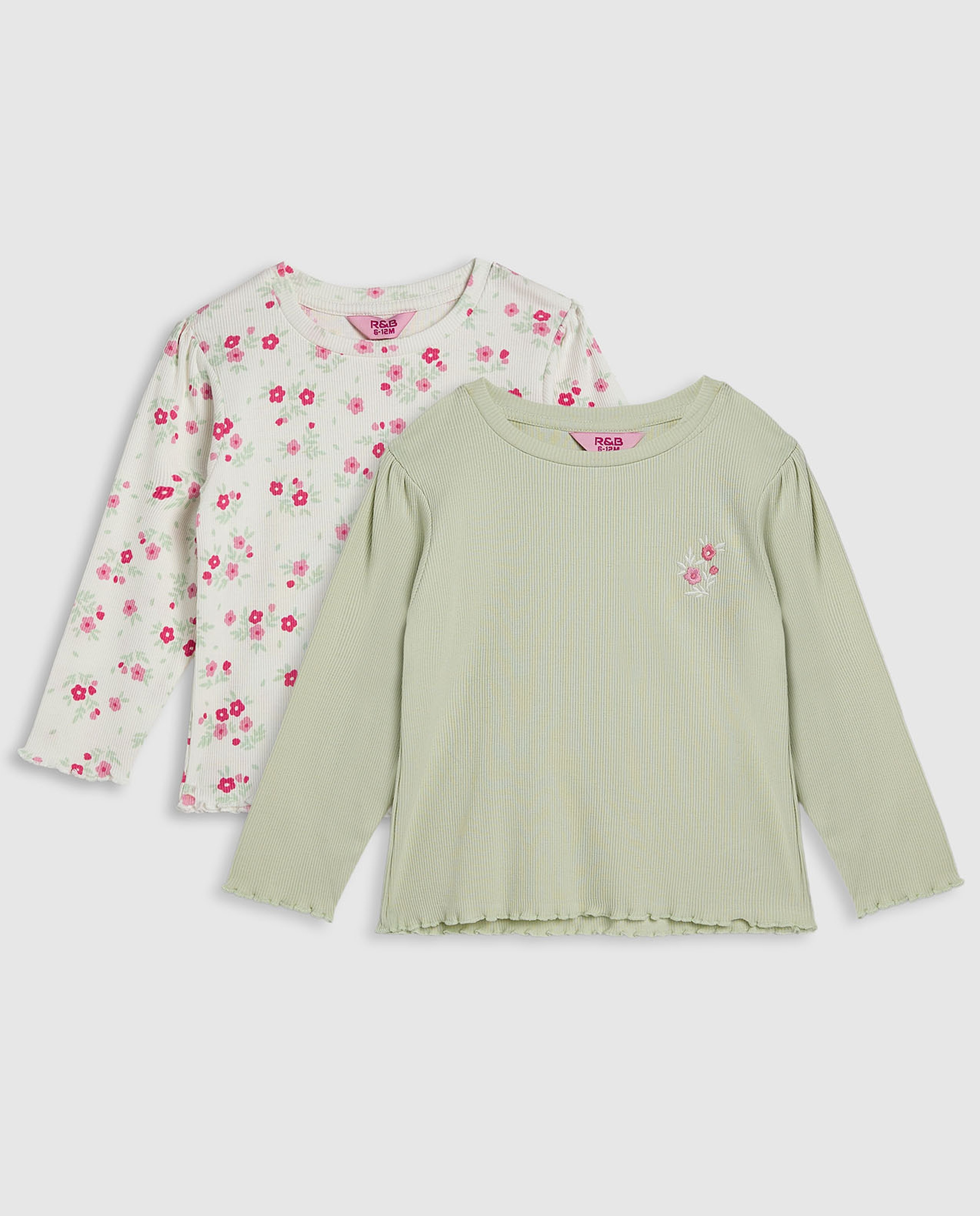 2 Pack Printed Tops with Long Sleeves