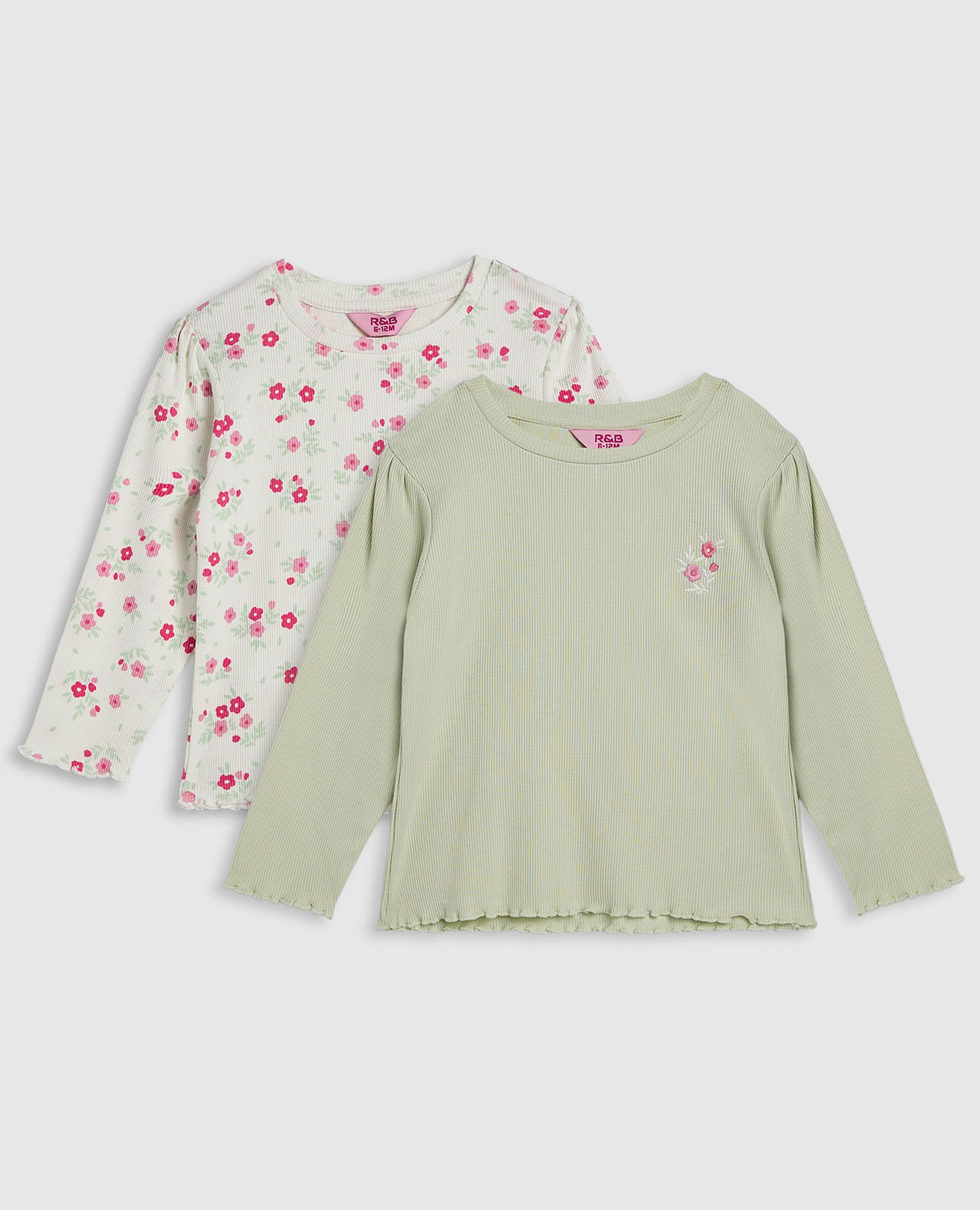 2 Pack Printed Tops with Long Sleeves