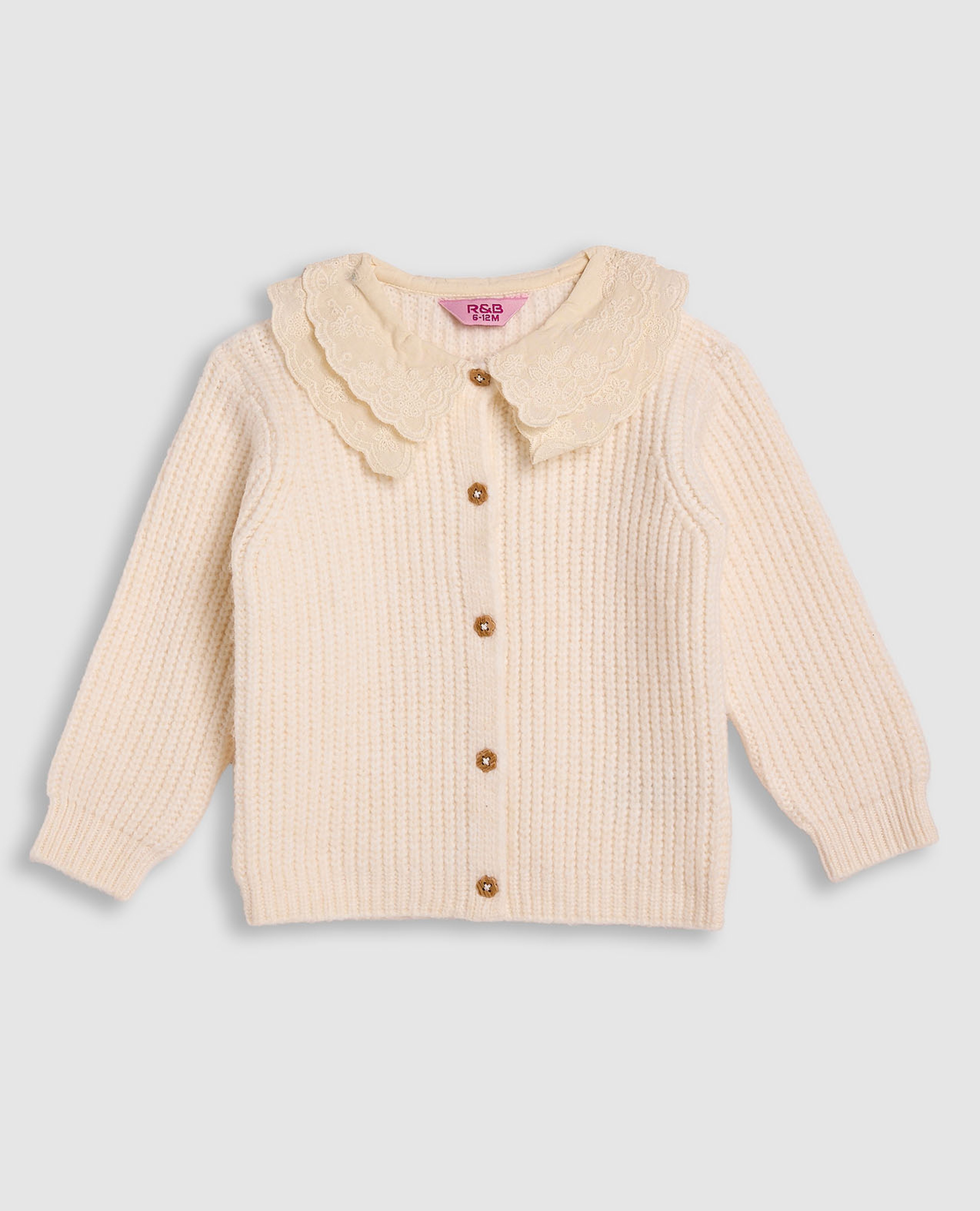 Knitted Collared Cardigan with Button Closure
