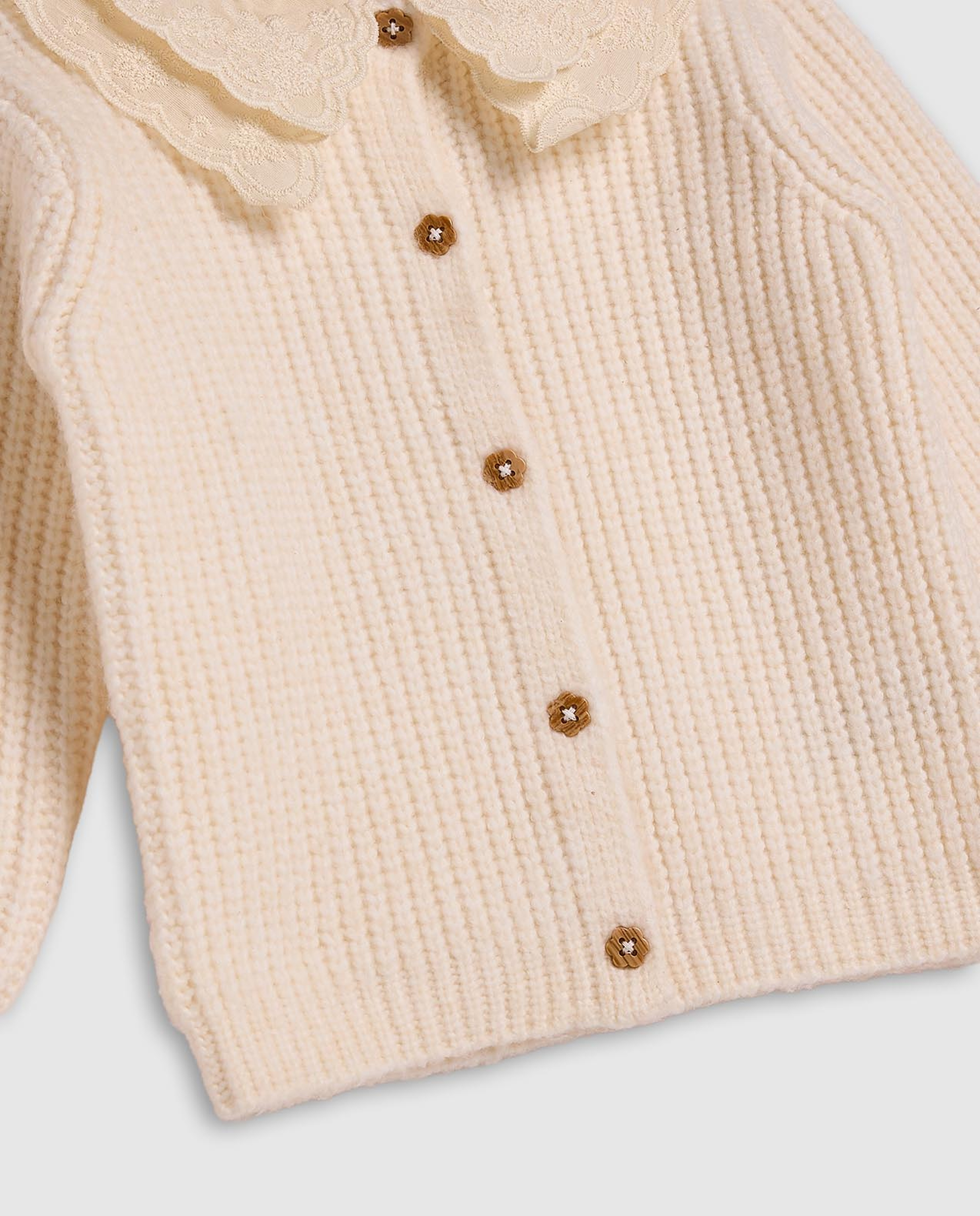 Knitted Collared Cardigan with Button Closure