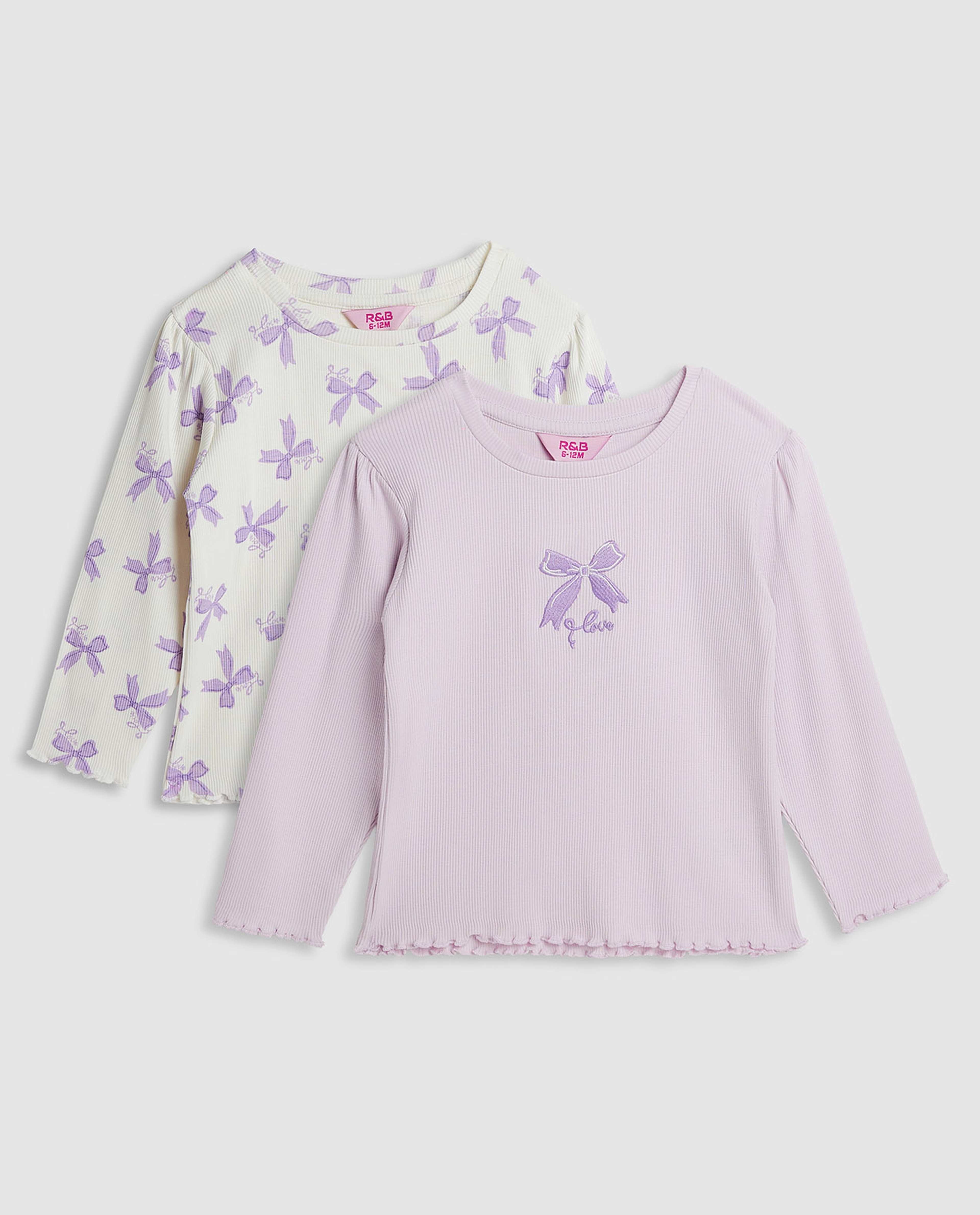 2 Pack Printed Tops with Long Sleeves