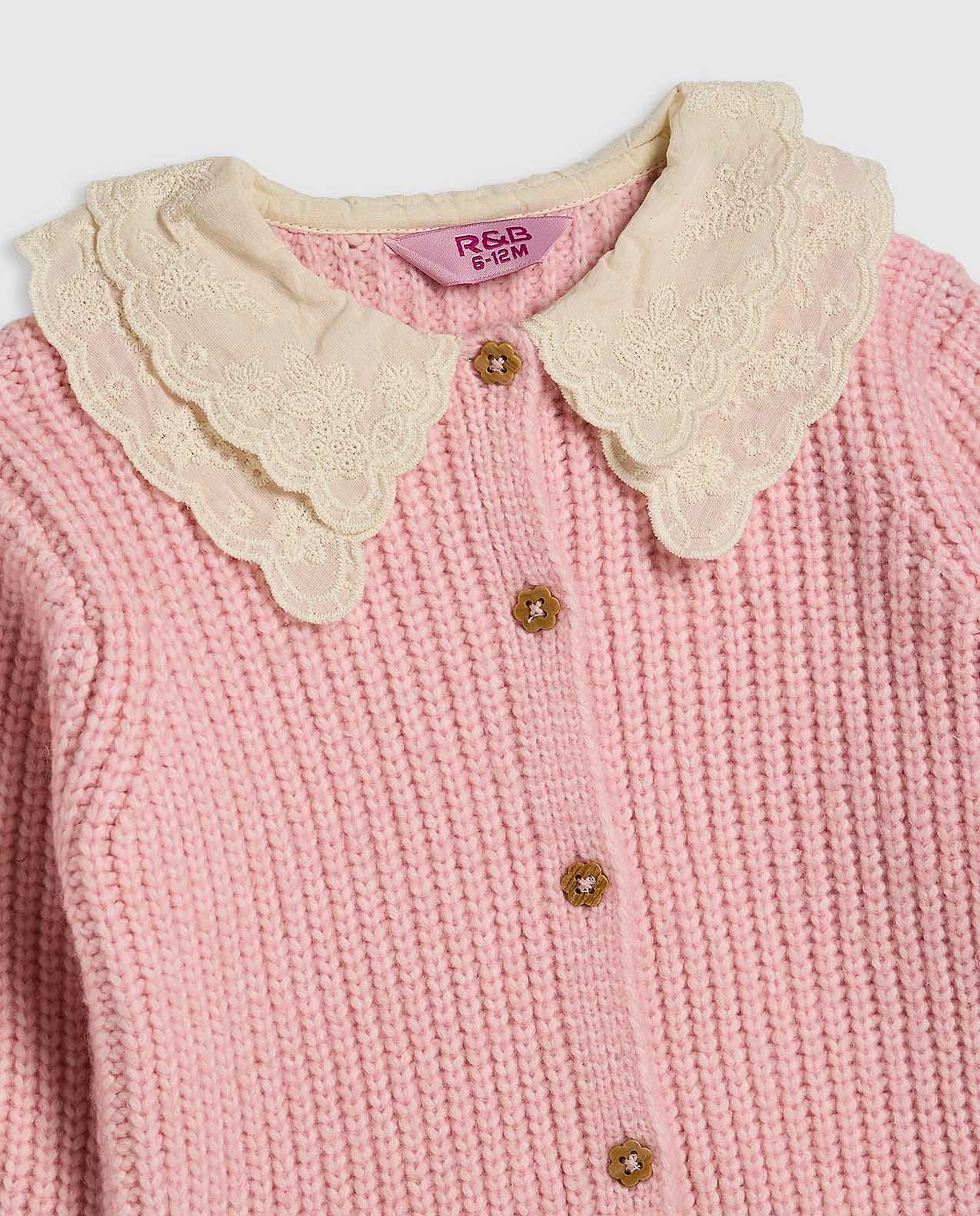 Knitted Collared Cardigan with Button Closure