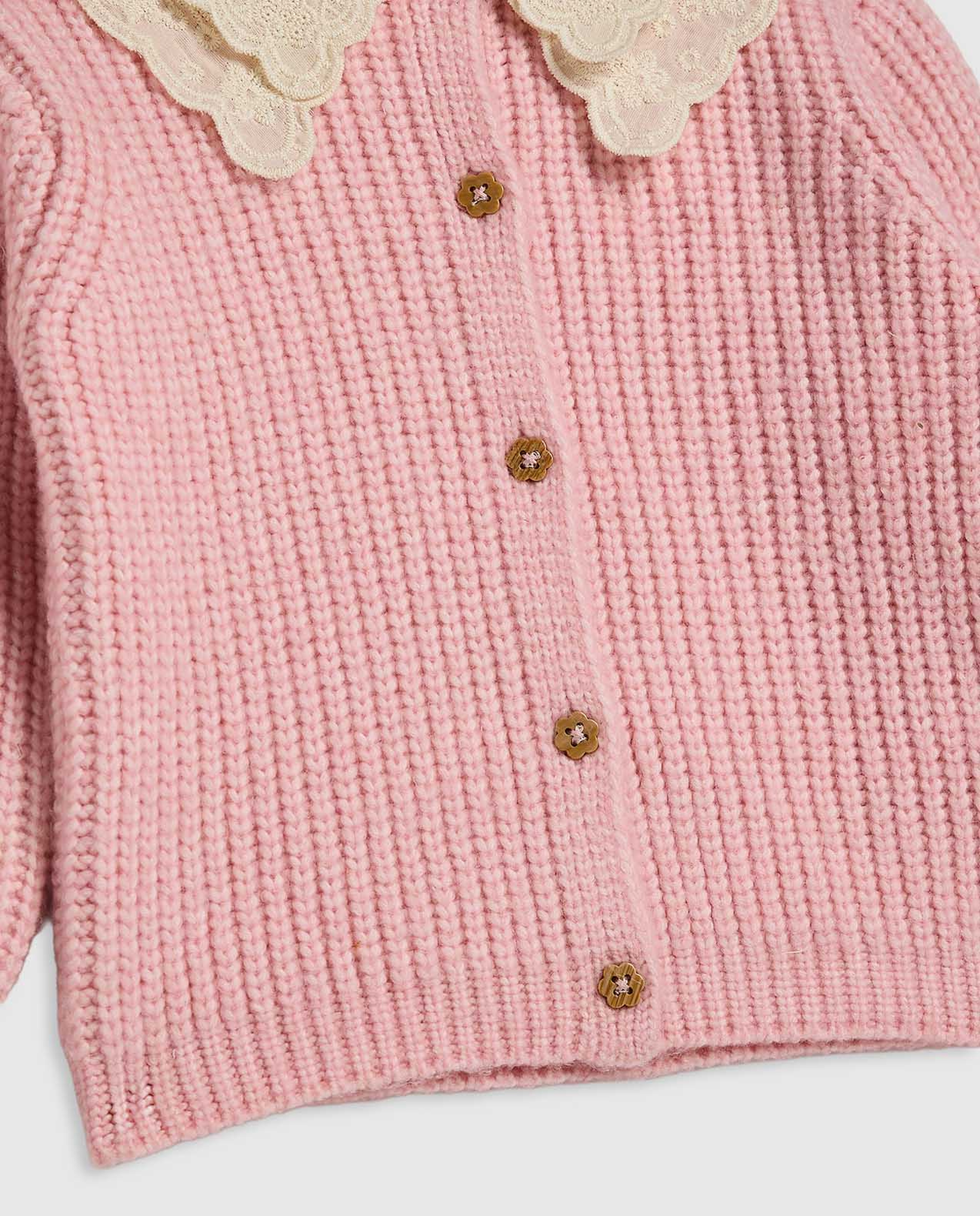 Knitted Collared Cardigan with Button Closure