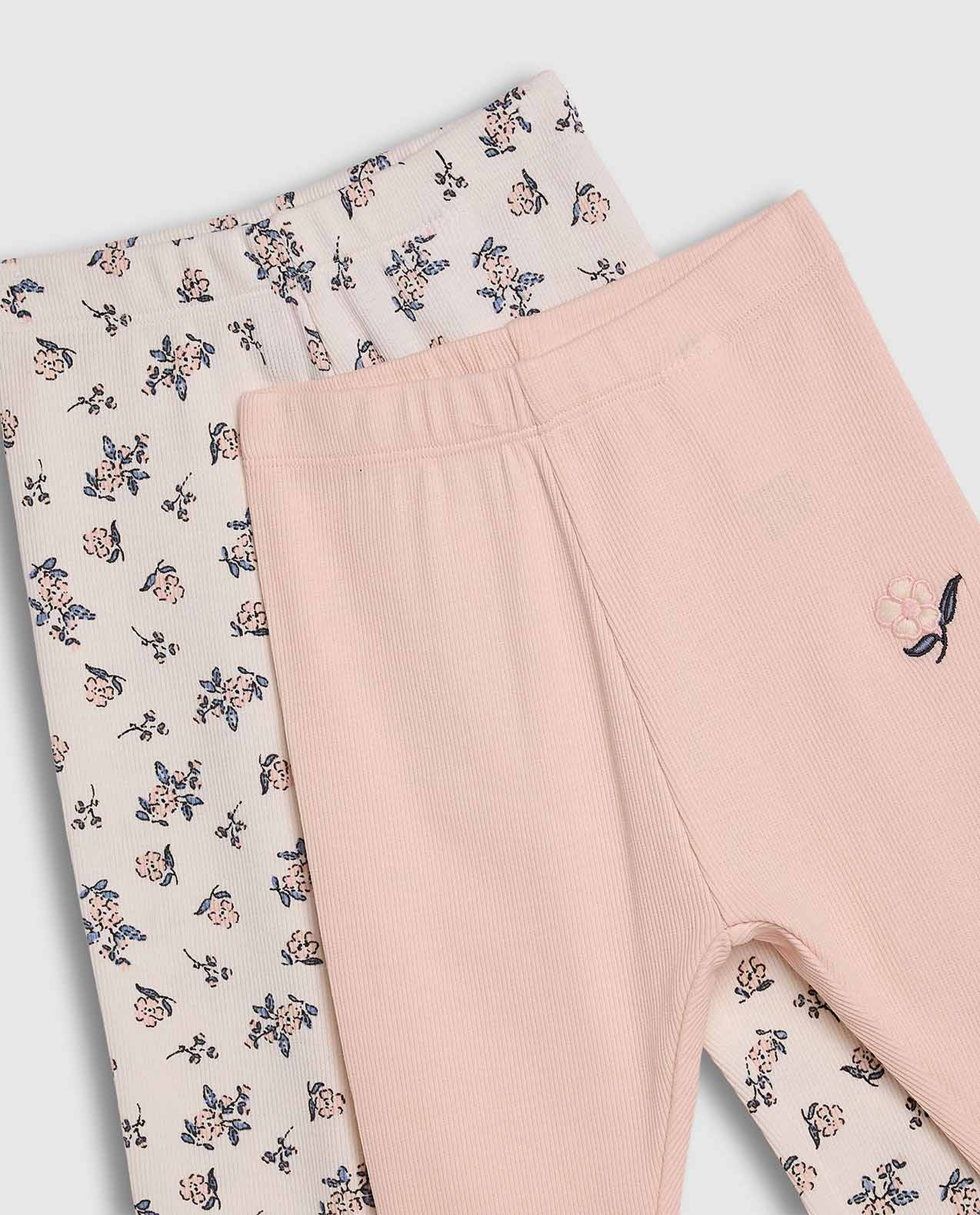 2 Pack Printed Leggings with Elastic Waist