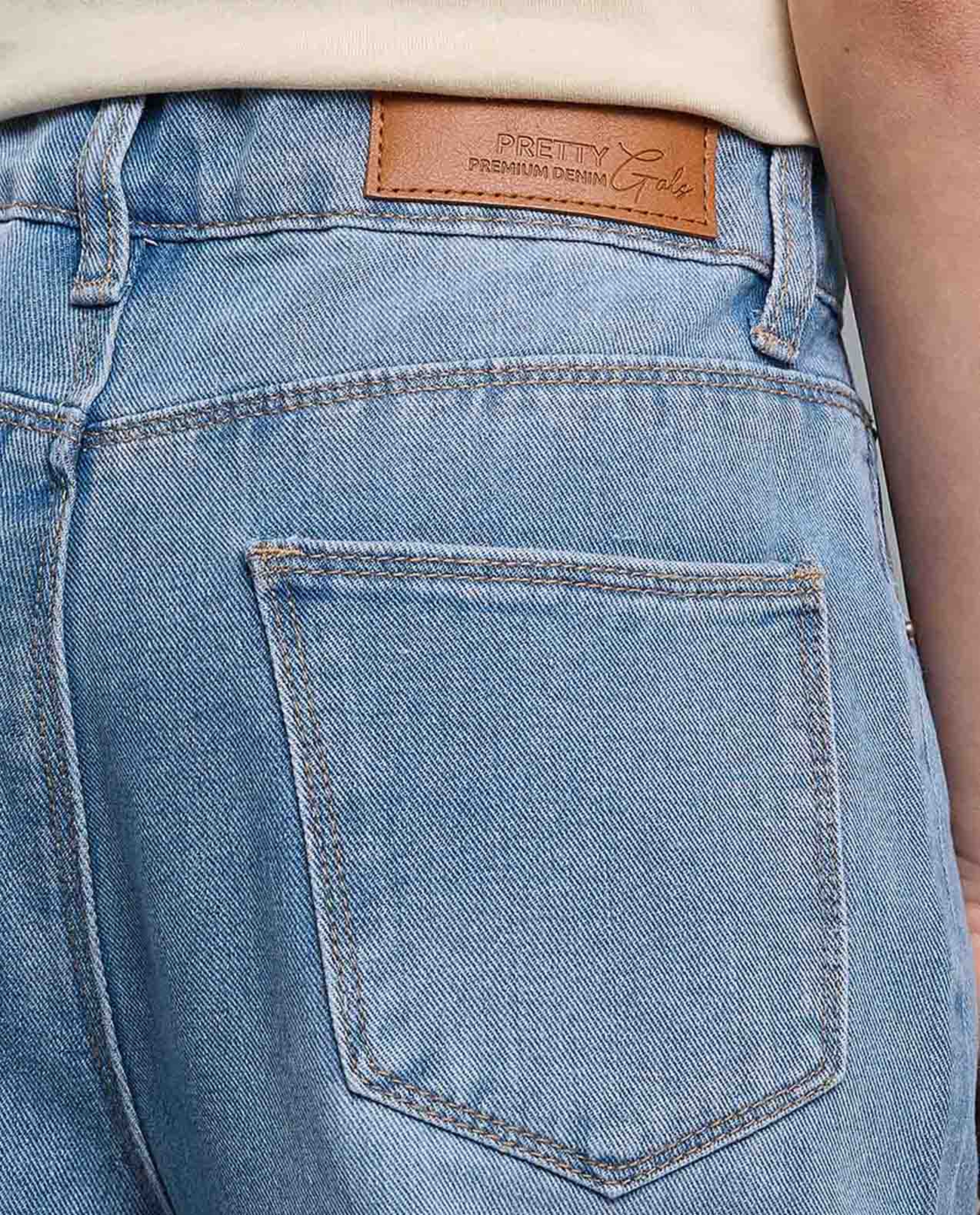 Faded Wide Leg Jeans with Button Closure