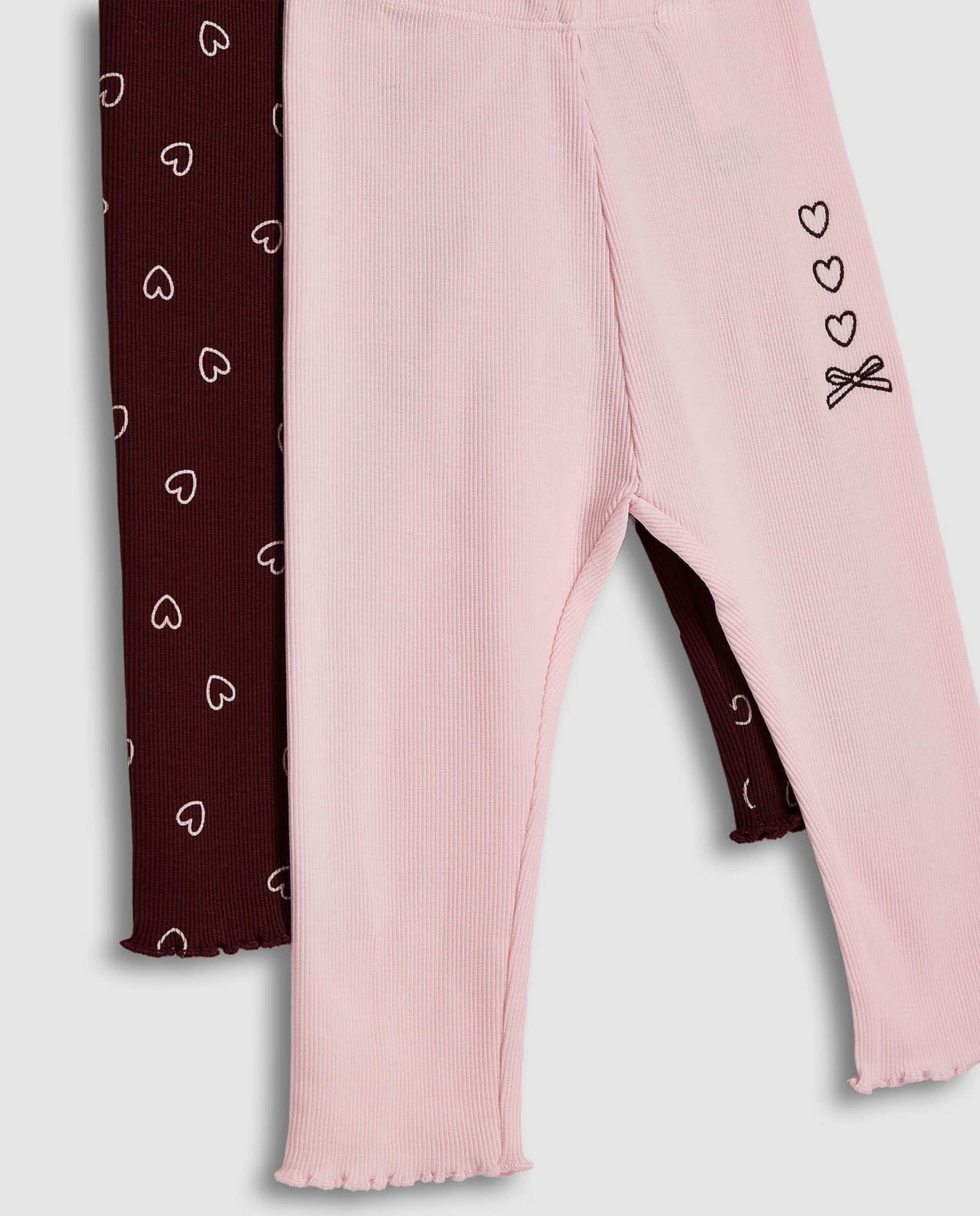 2 Pack Printed Leggings with Elastic Waist