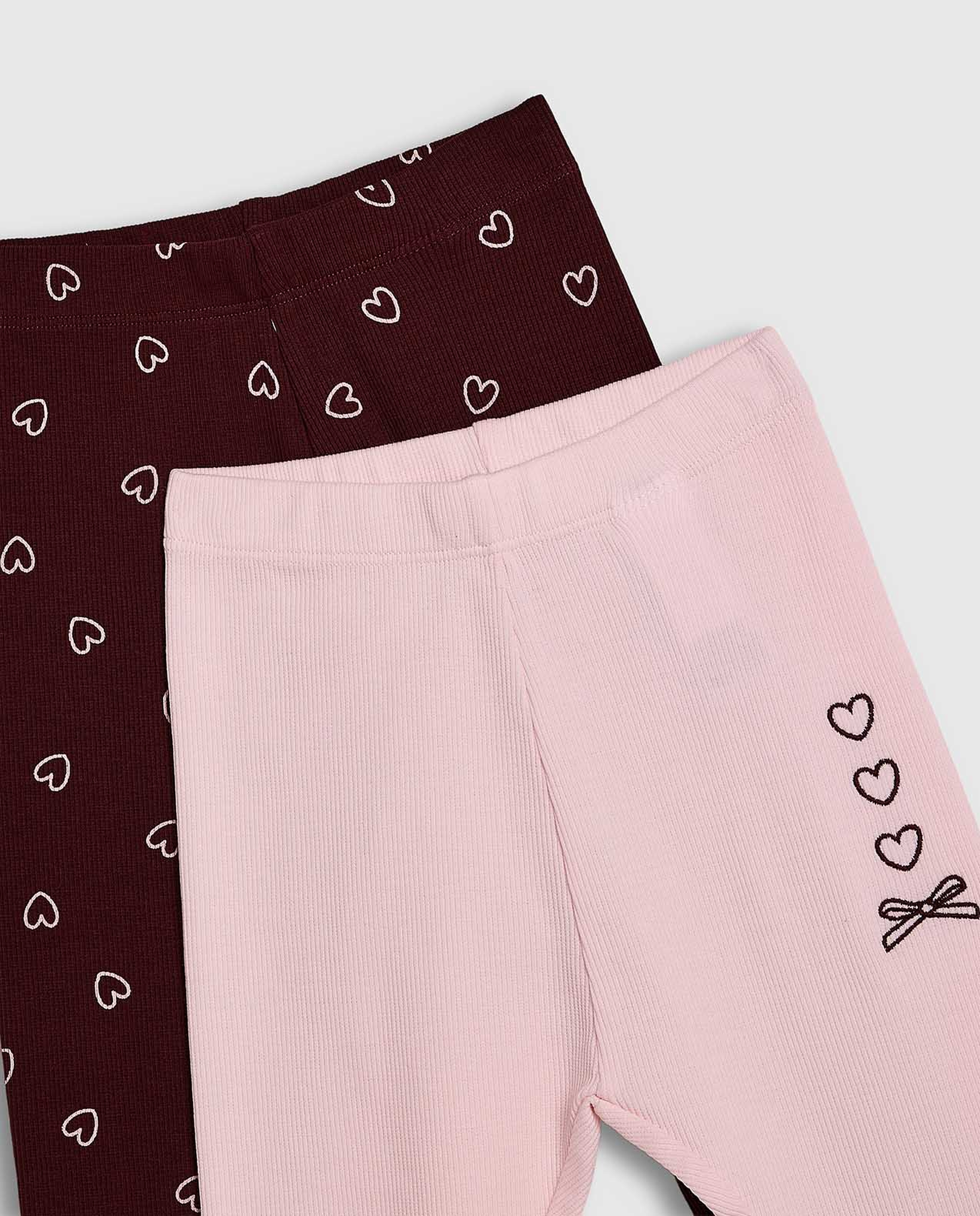 2 Pack Printed Leggings with Elastic Waist