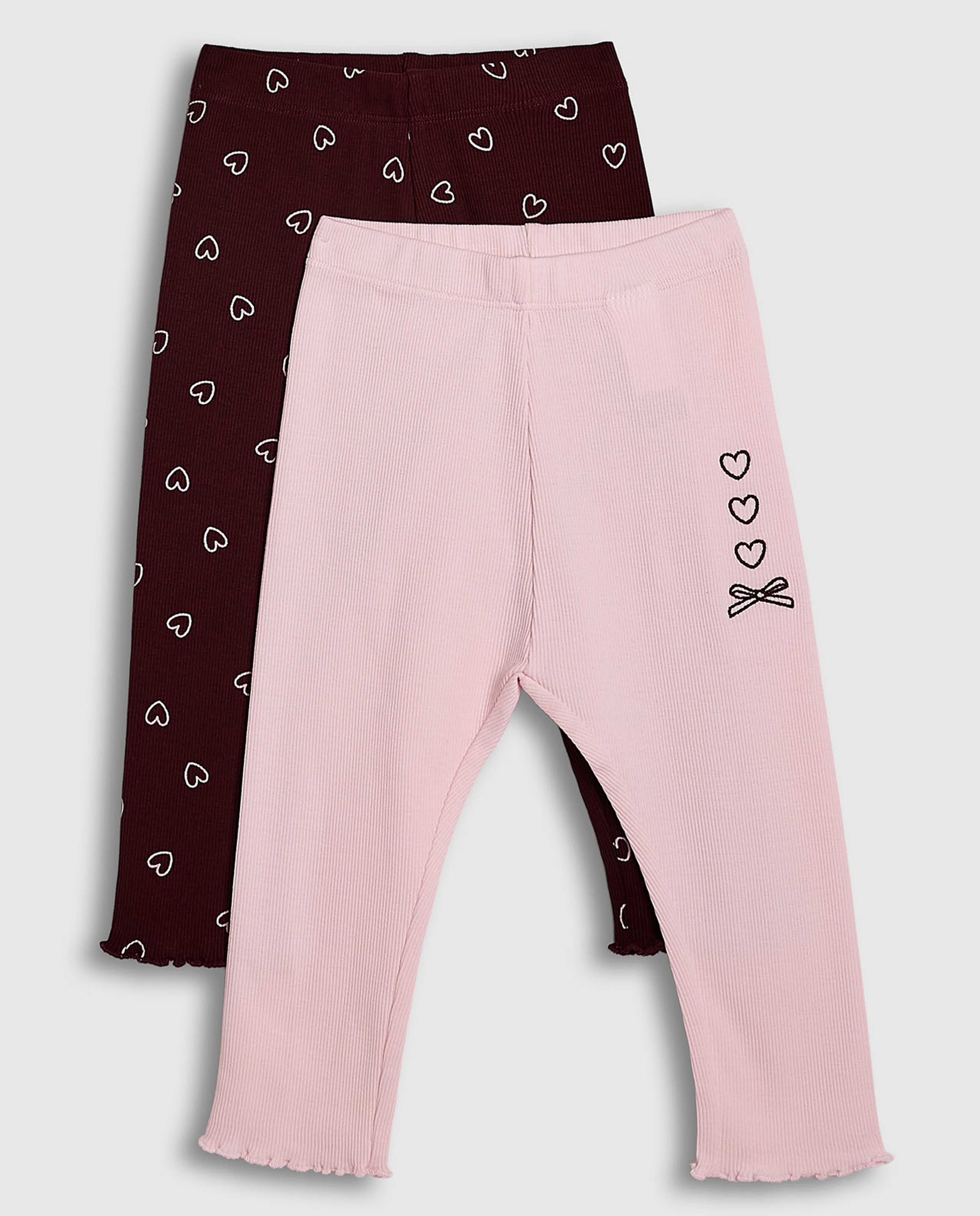 2 Pack Printed Leggings with Elastic Waist