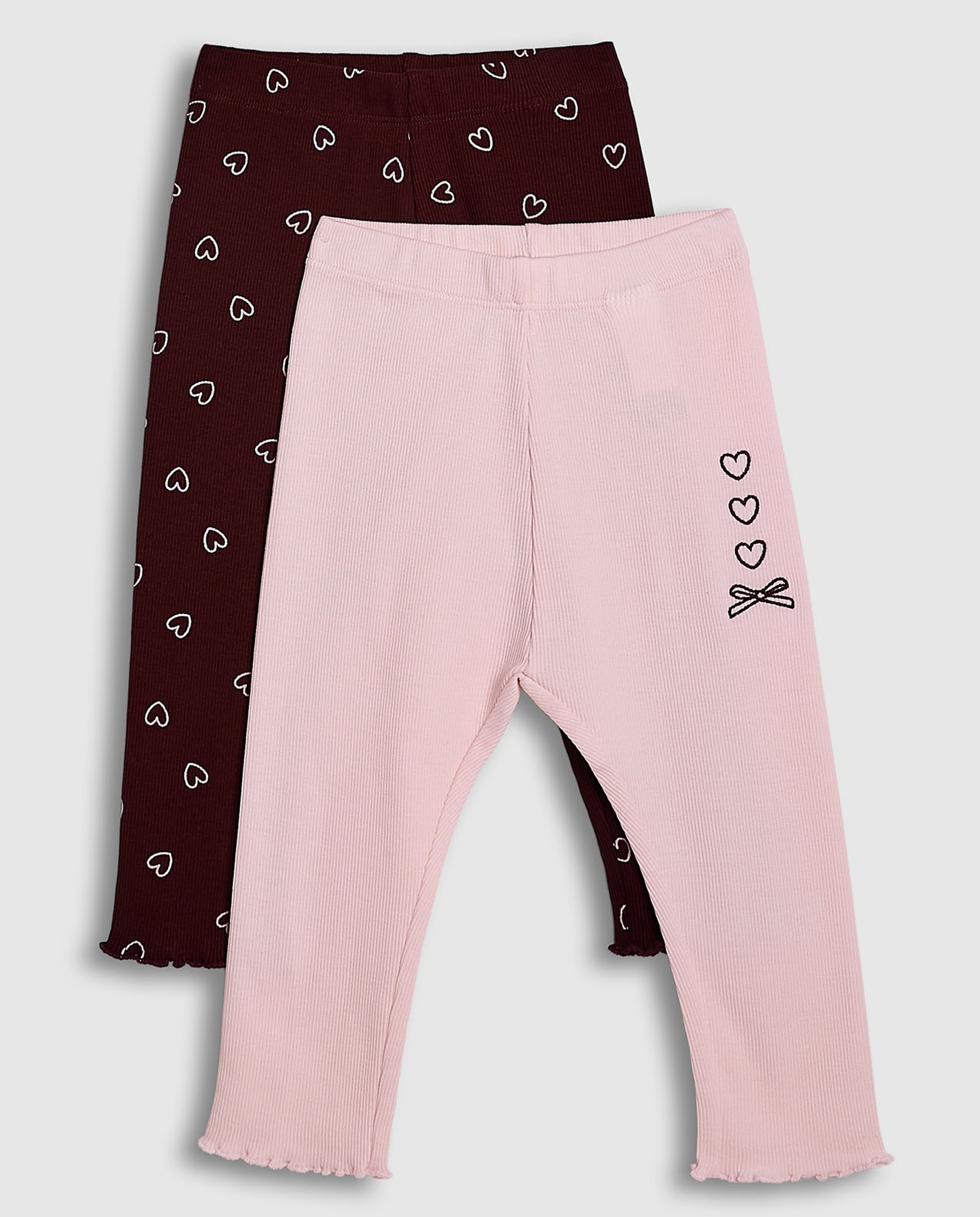 2 Pack Printed Leggings with Elastic Waist