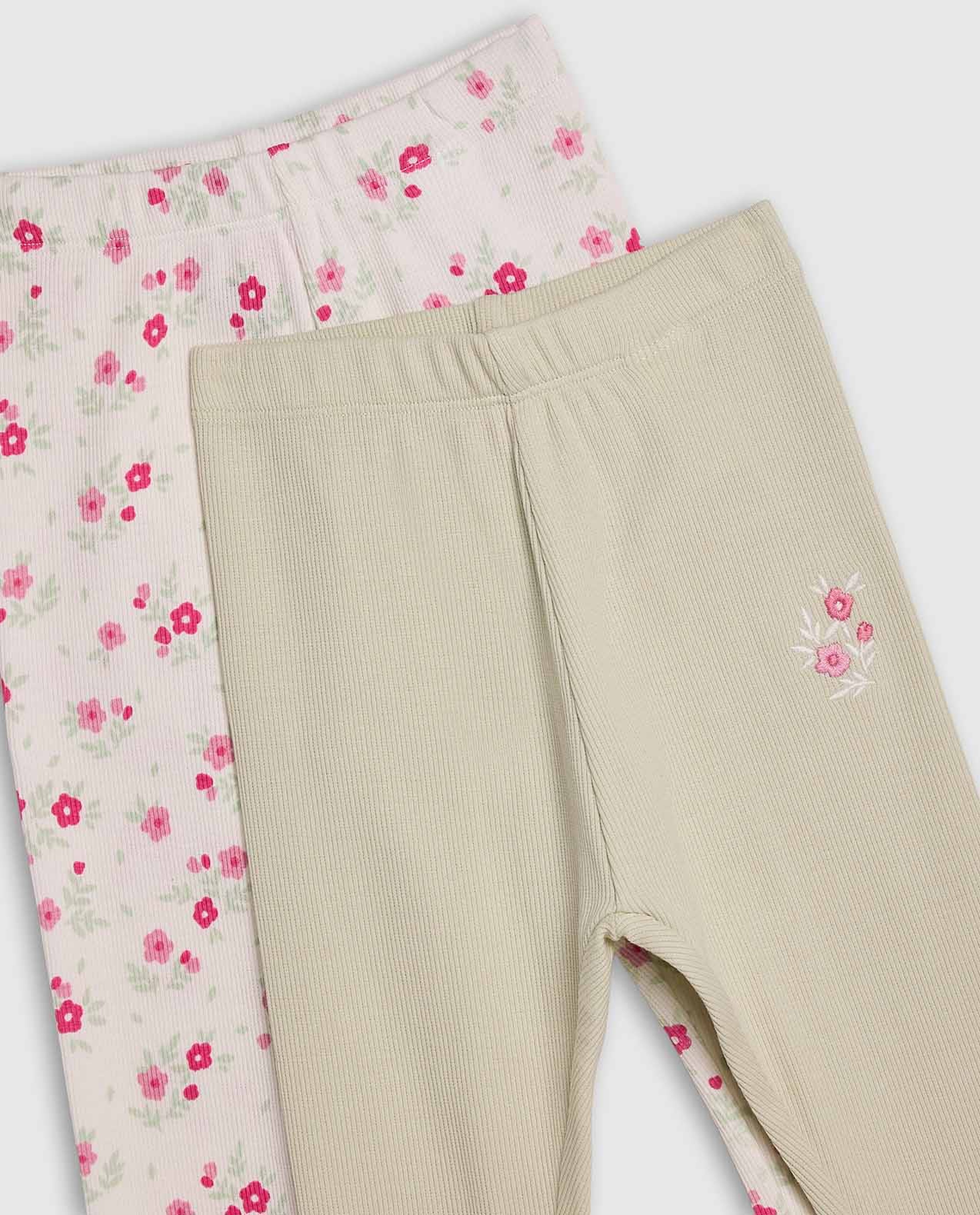 2 Pack Printed Leggings with Elastic Waist