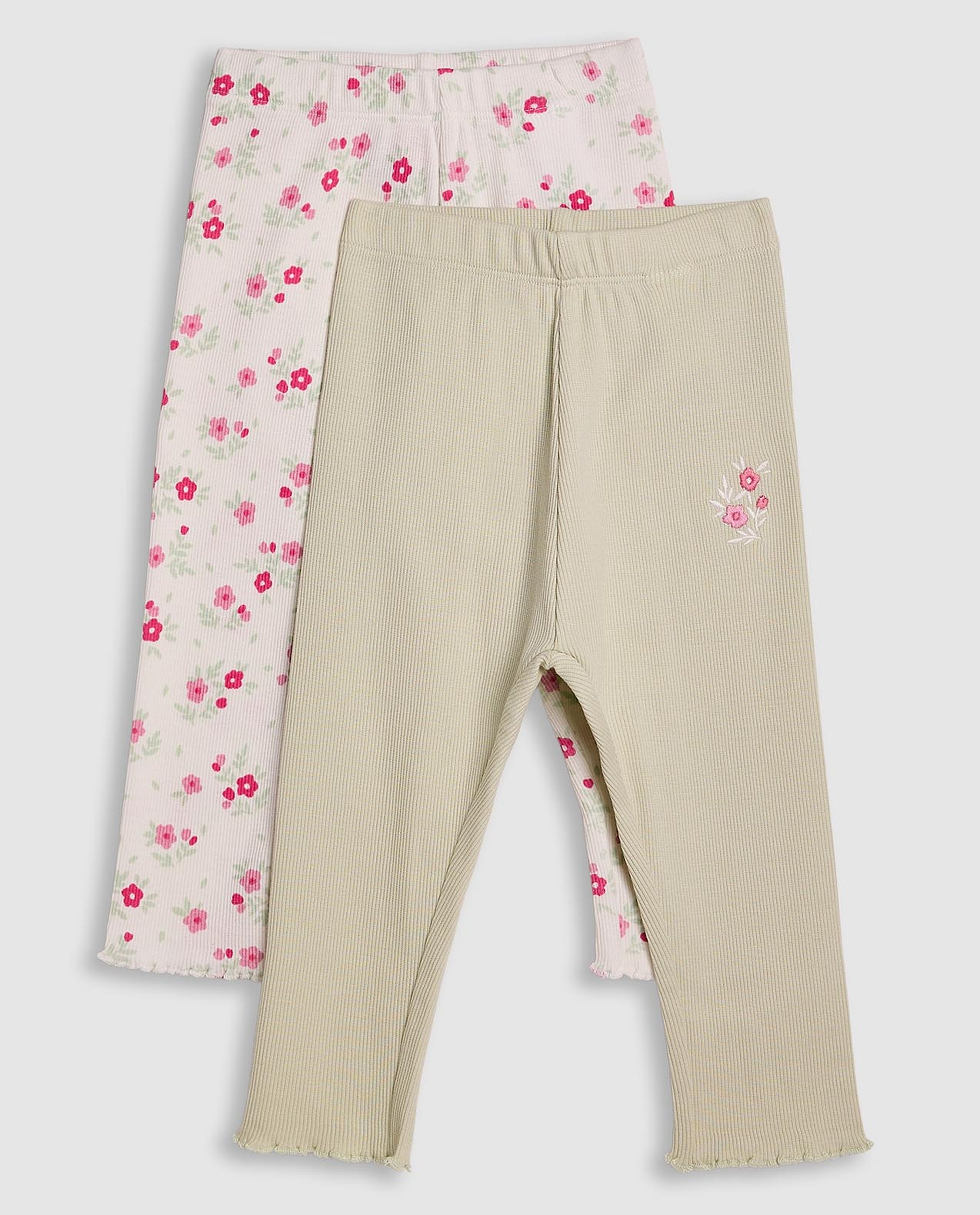 2 Pack Printed Leggings with Elastic Waist