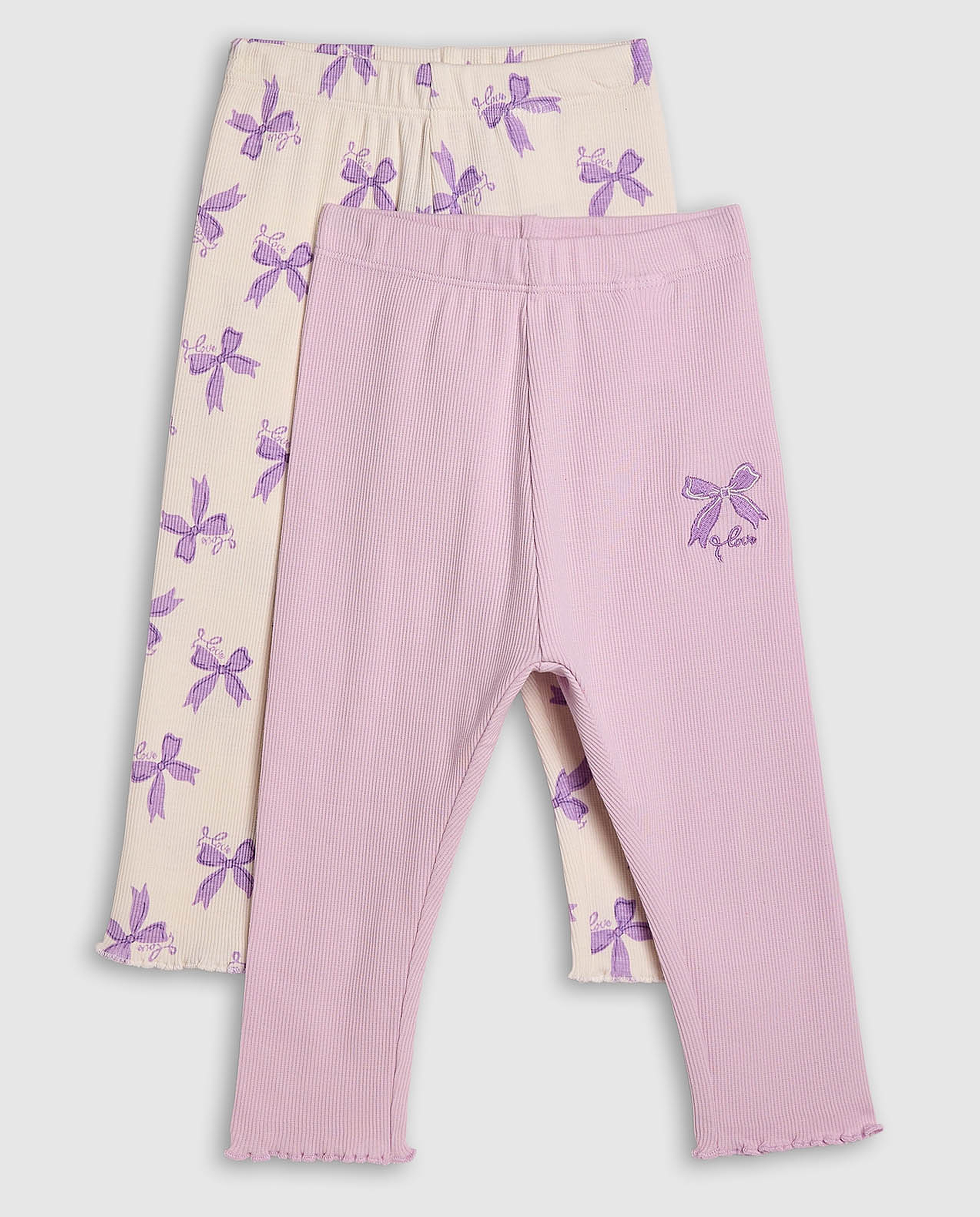 2 Pack Printed Leggings with Elastic Waist