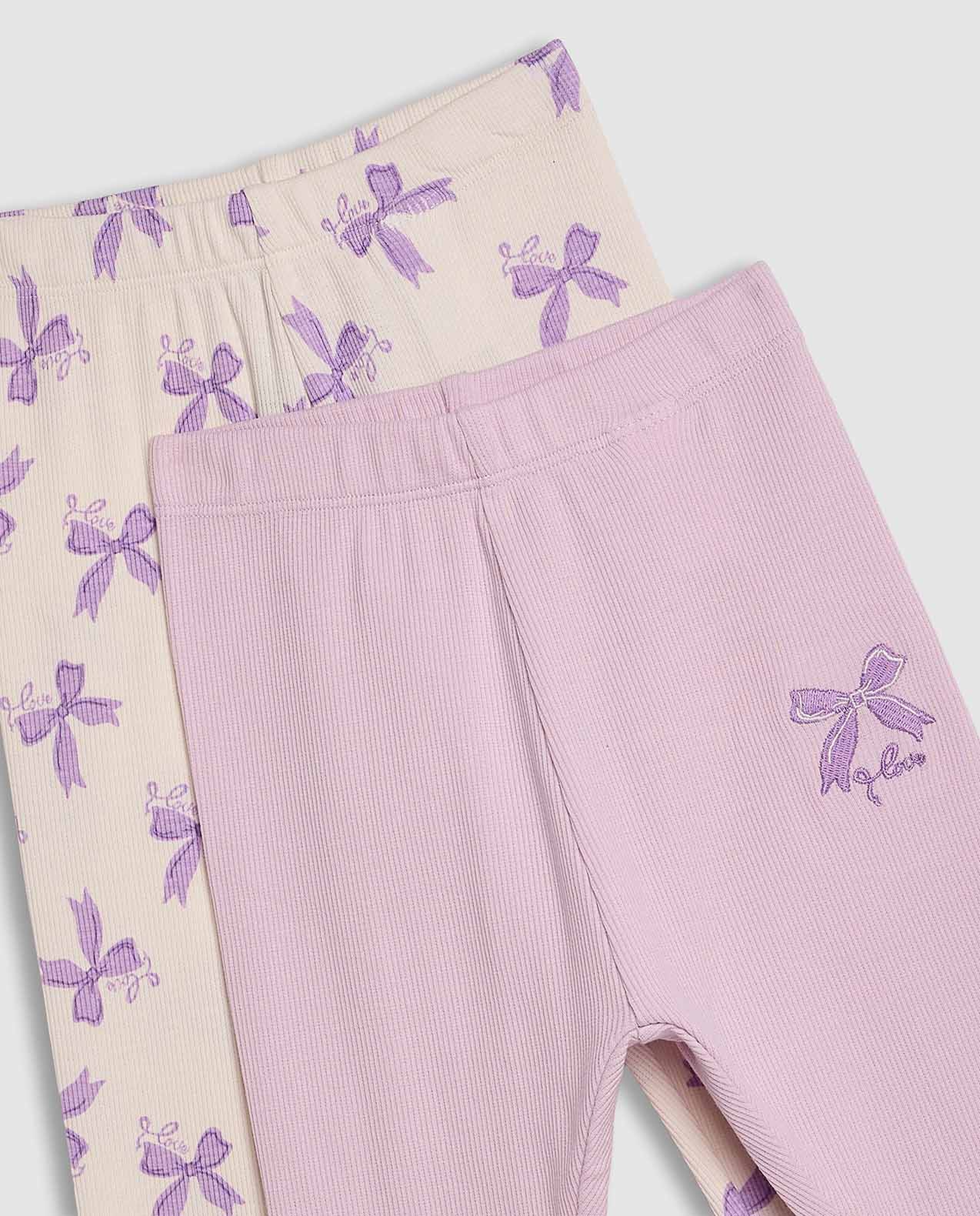 2 Pack Printed Leggings with Elastic Waist