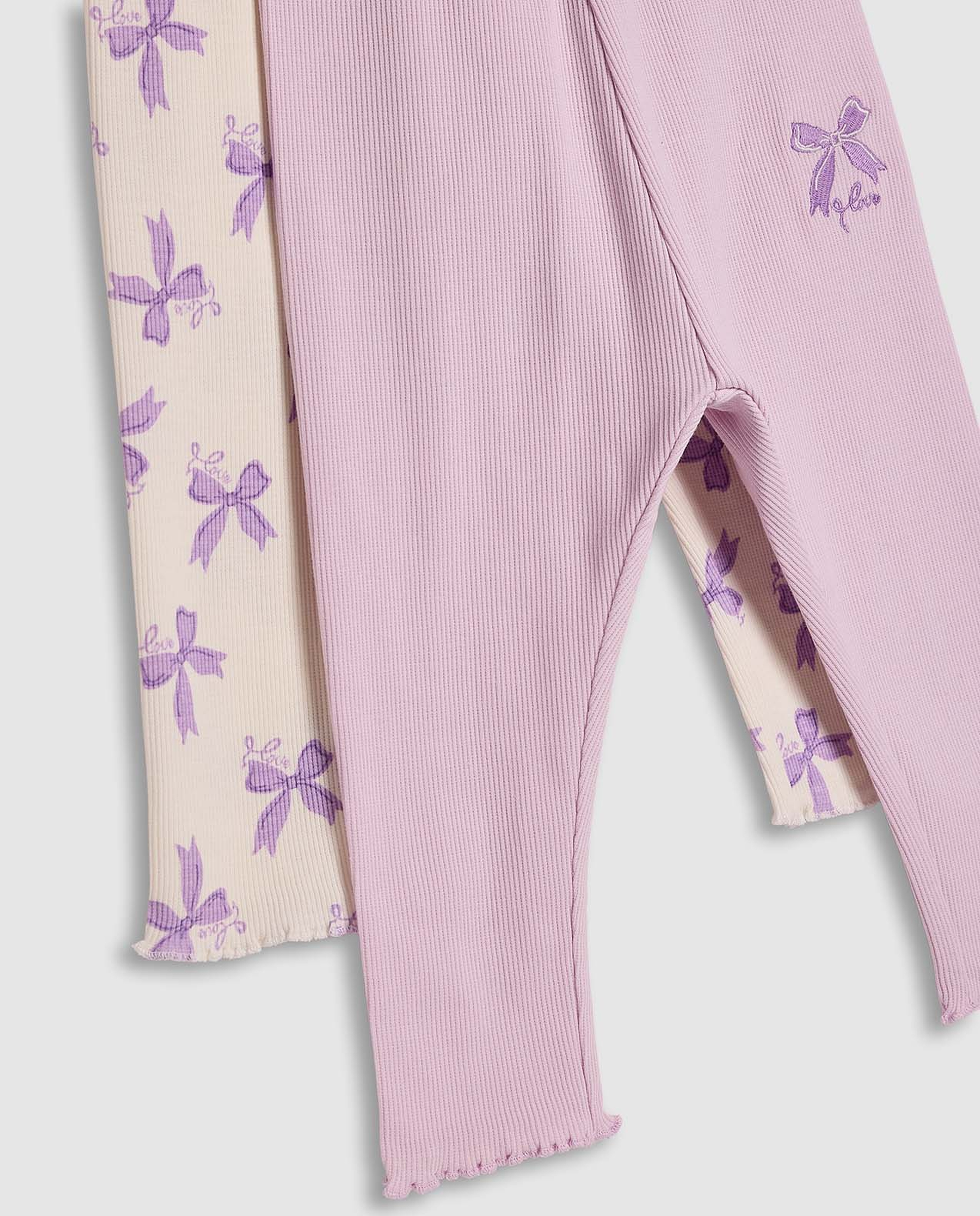 2 Pack Printed Leggings with Elastic Waist