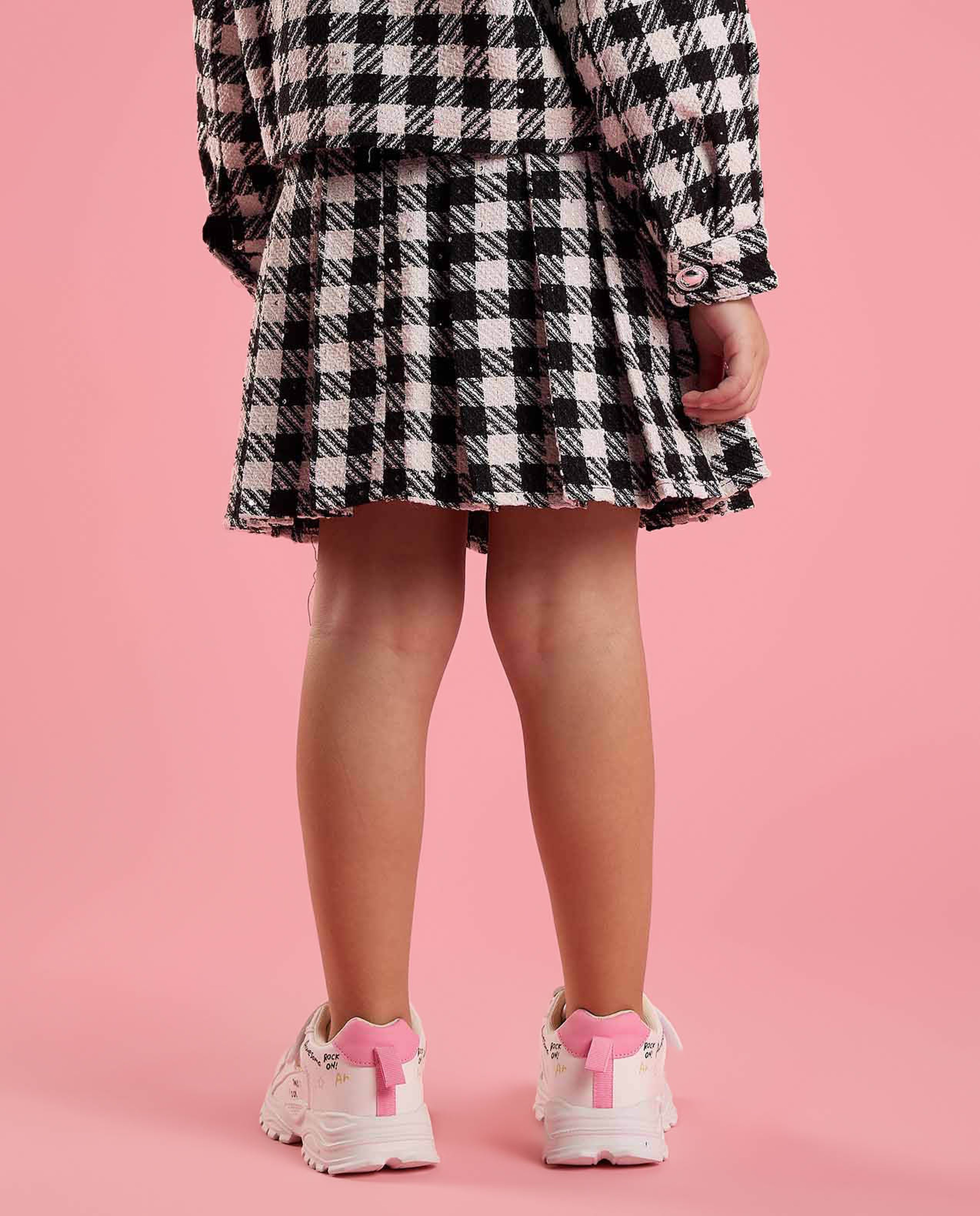 Plaid Mini Skirt with Elastic Waist
